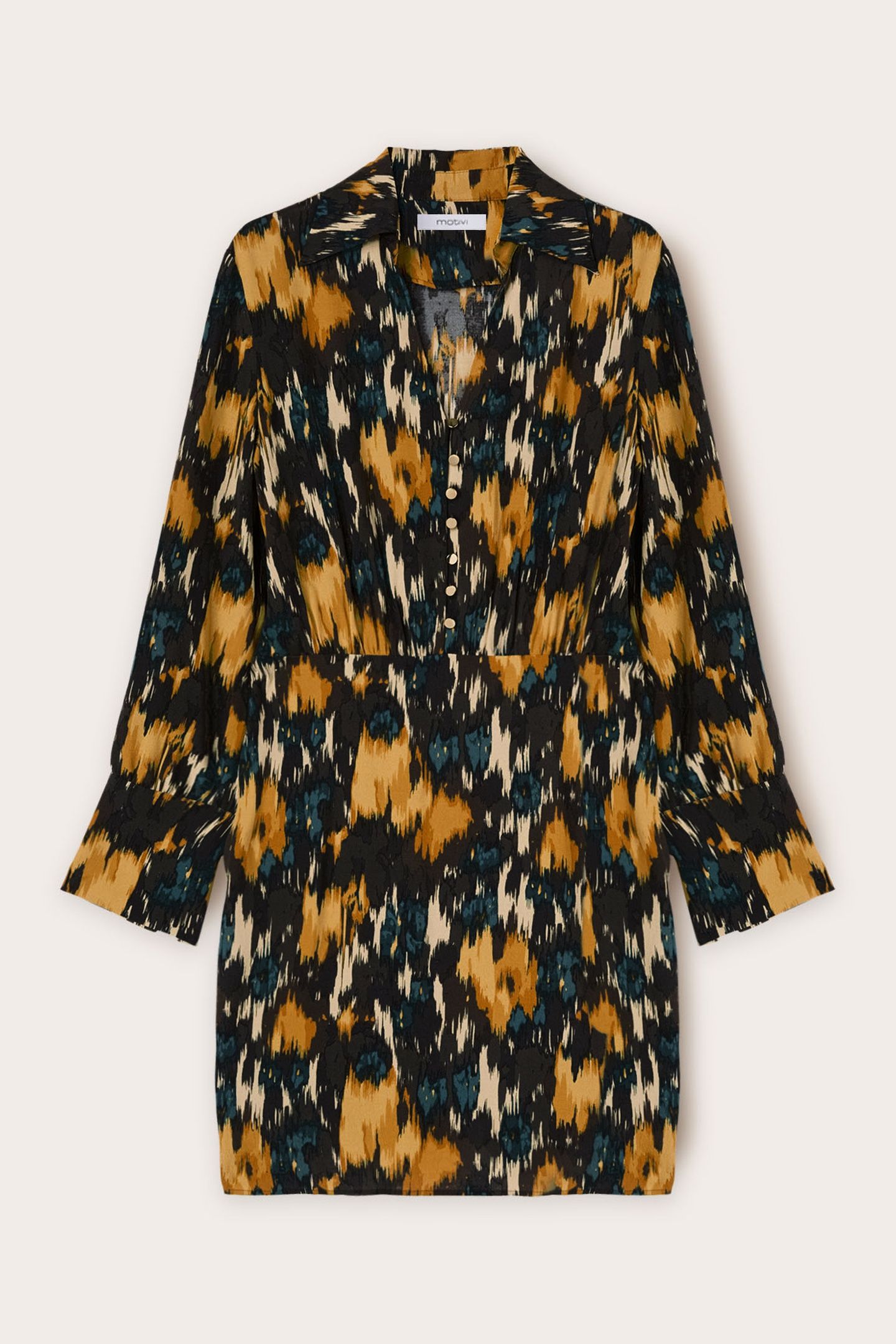 CREPE FABRIC PRINTED CHEMISIER DRESS YELLOW 5