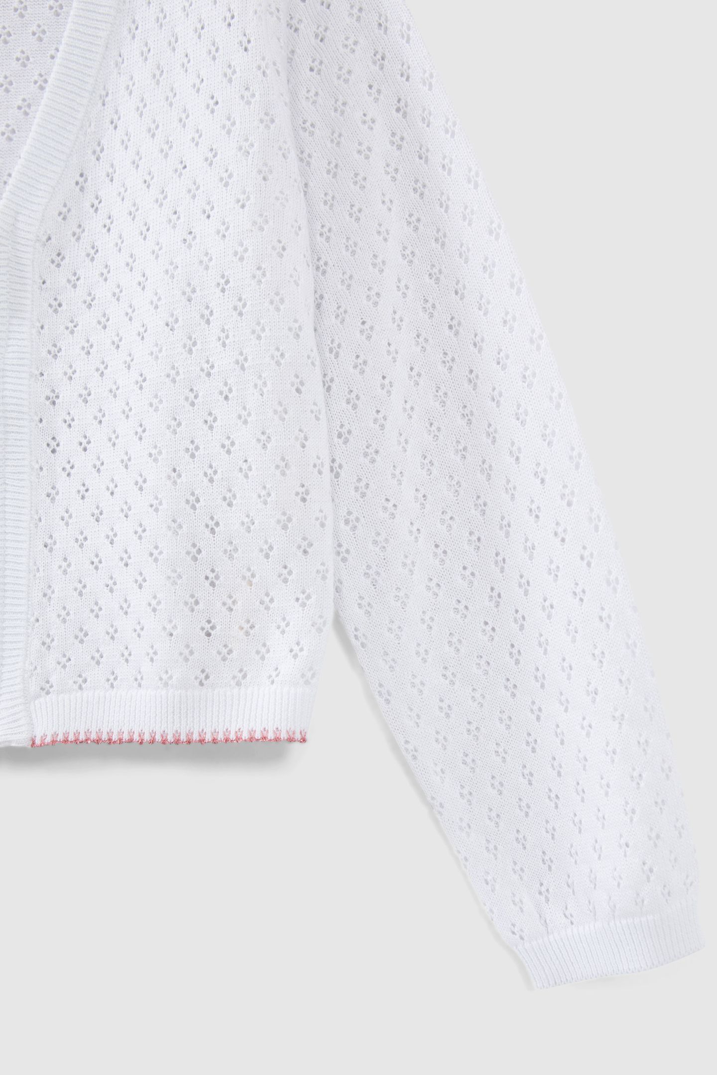 GIRLS' ECRU KNIT ZIPPED OPENWORK CARDIGAN 5