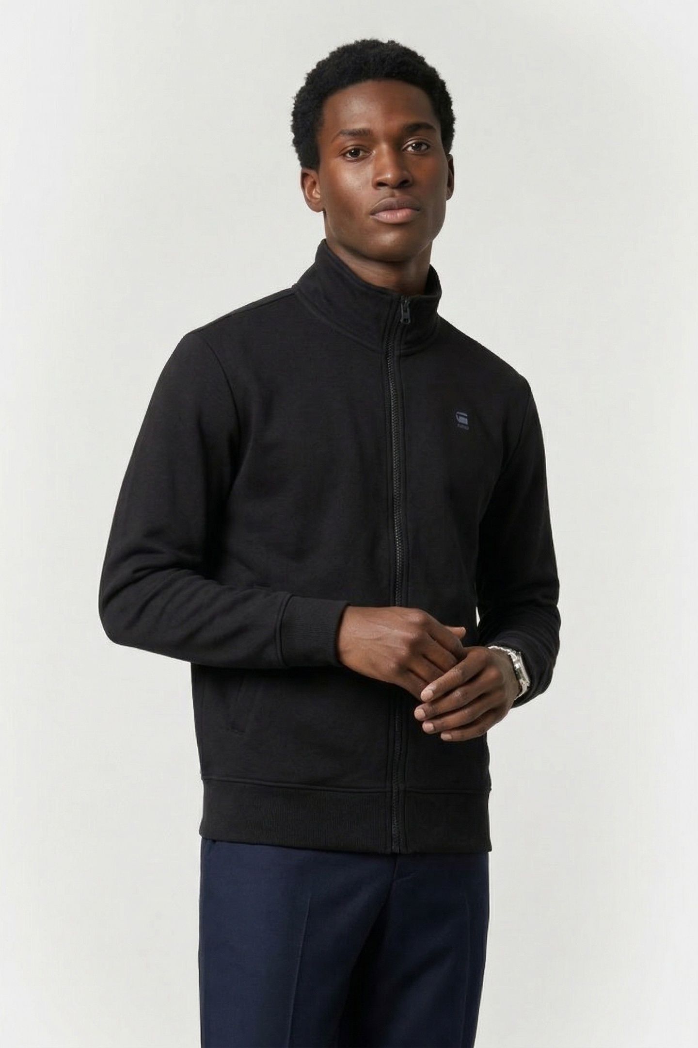 CORE ZIP STAND UP COLLAR SWEAT L/S DK BLACK 1