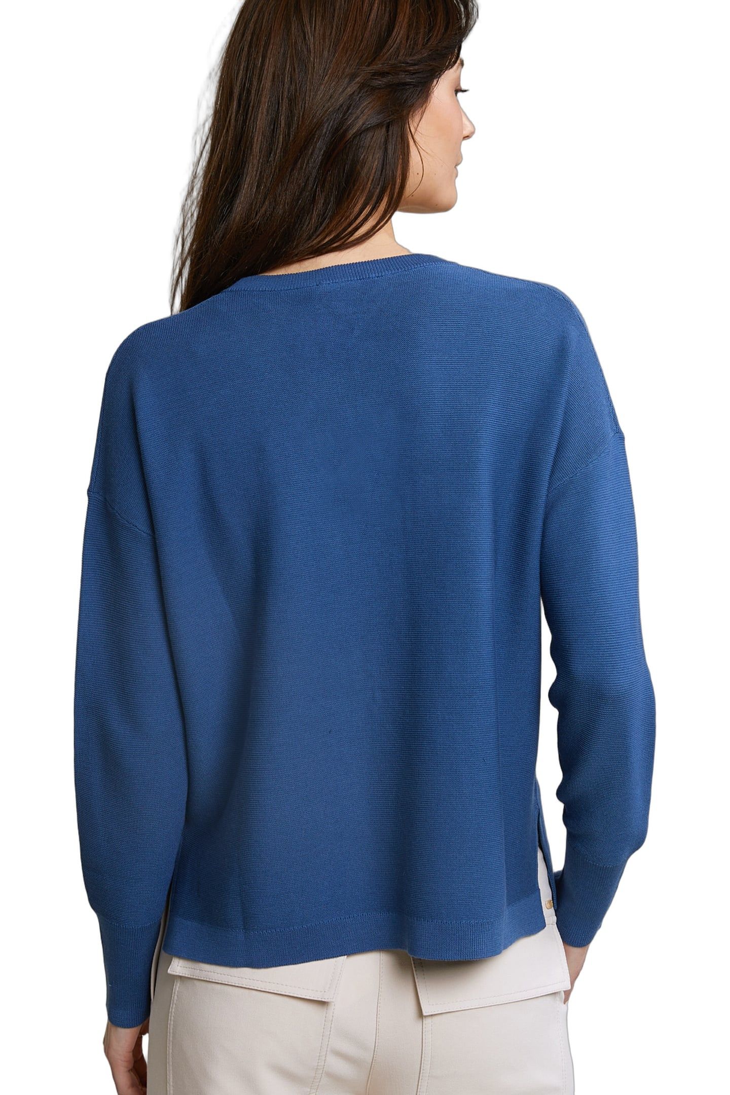 BLUE BASIC V-NECK SWEATER LONG SLEEVES 3