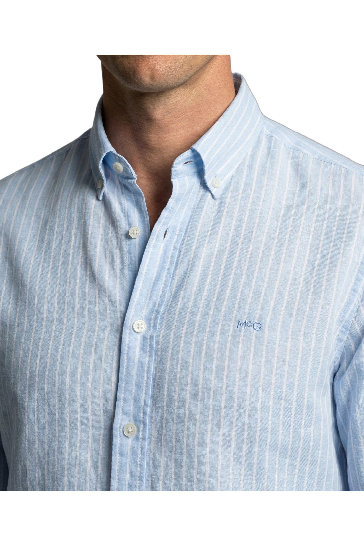 COTTON/LINNEN STRIPE SHIRTS LIGHT BLUE 4