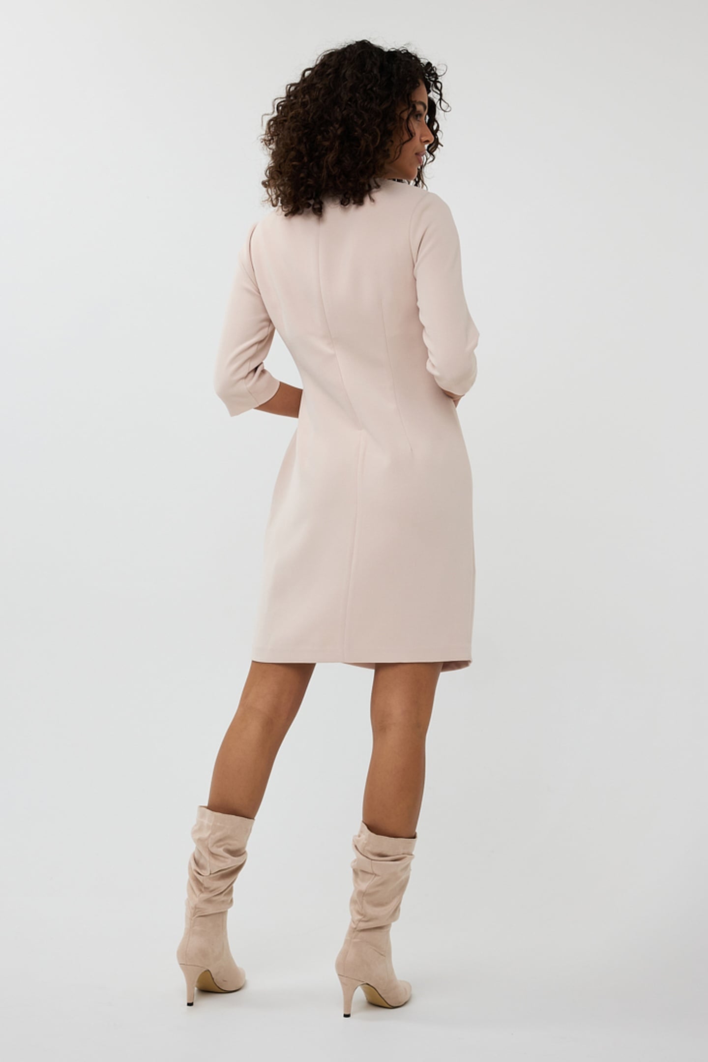 DRESS OVERLAP KNOT S/SLVE SAND 5