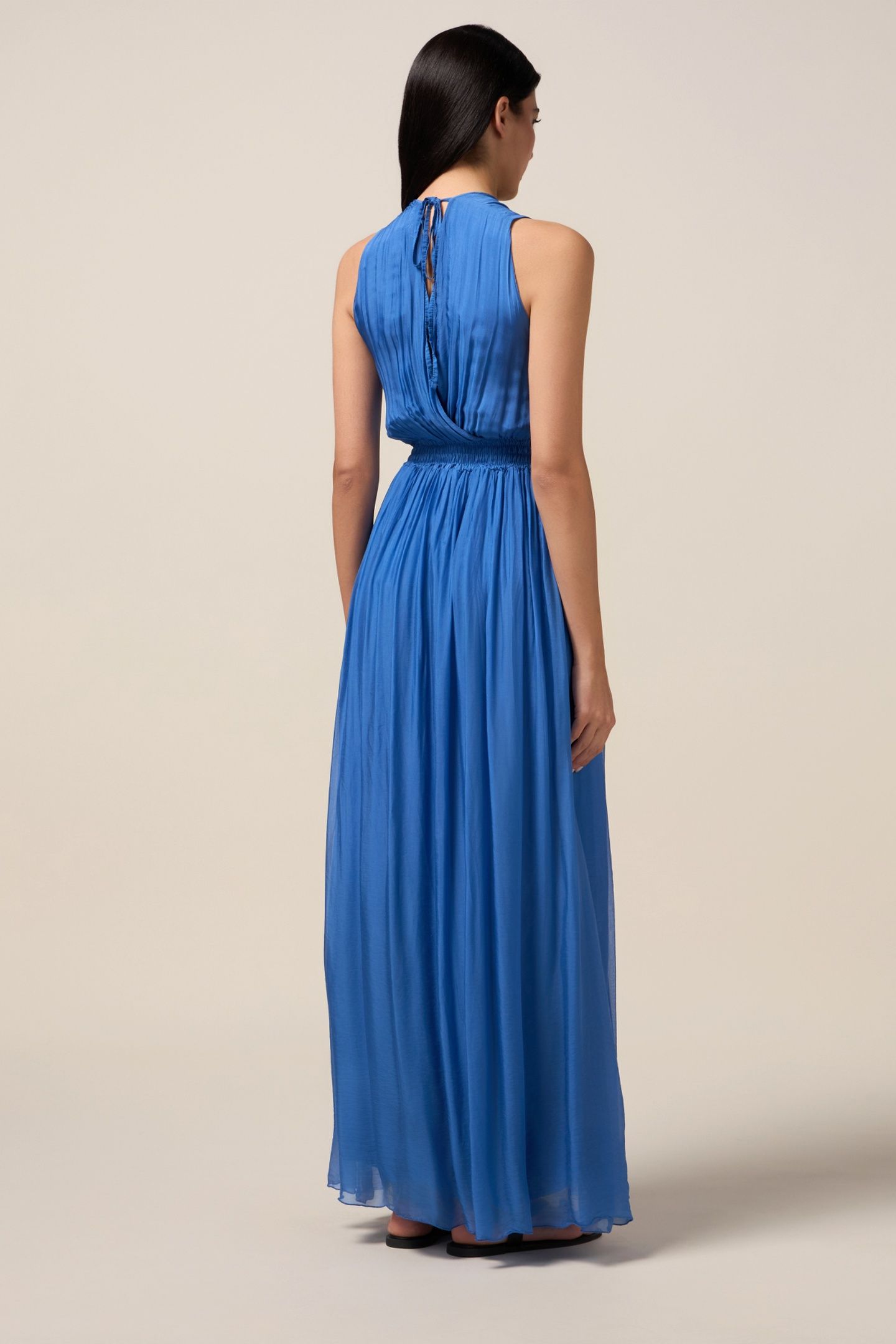 LONG SILK BLEND DRESS BRIGHT BLUE 2