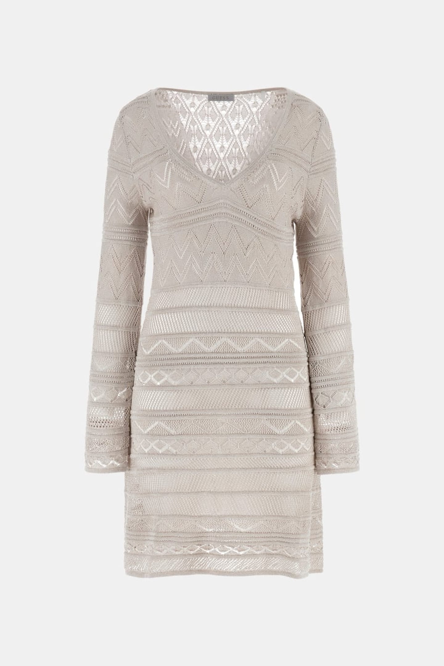 GUESS ECO NELLIE VN LS DRESS S SILVER LUREX 1