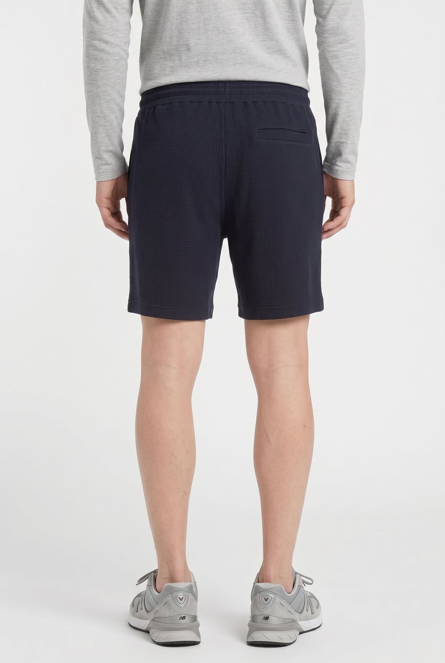 TEXTURED COTTON DRAWSTRING SHORT NAVY 2