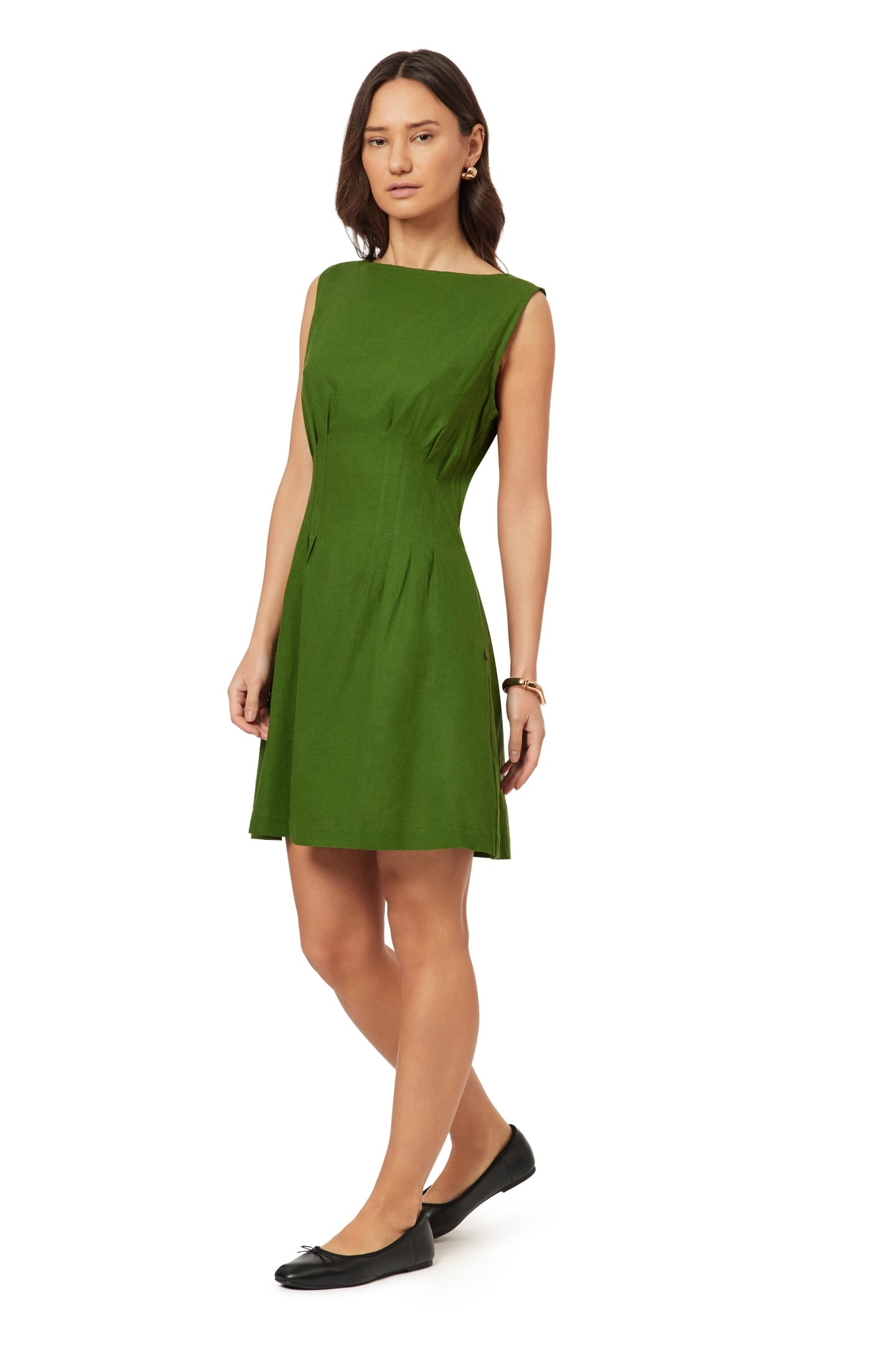 BOAT NECK DRESS GARDEN GREEN 4