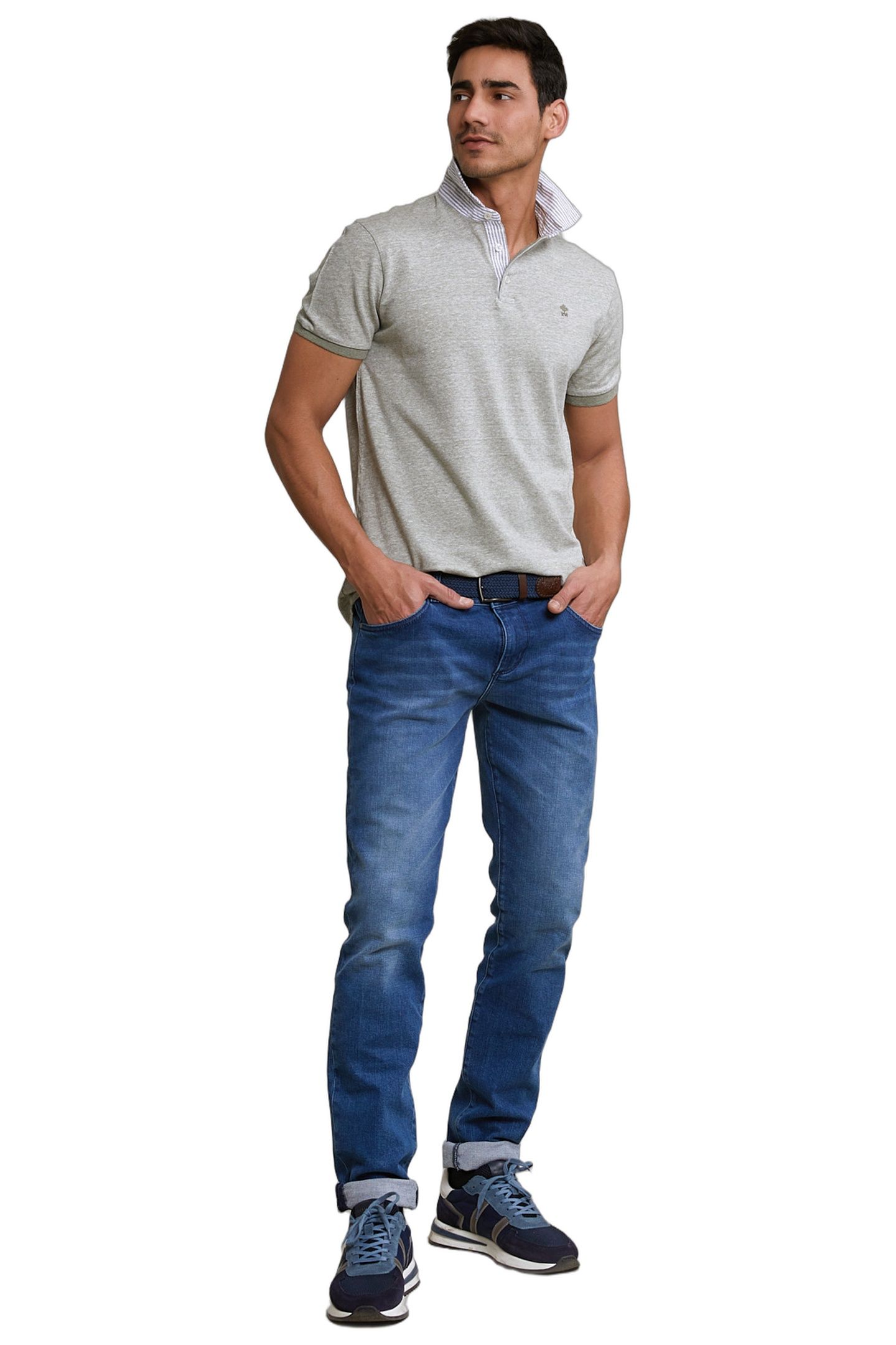 CUSTOM FIT COTTON-LINEN POLO SAFARI MIX 2
