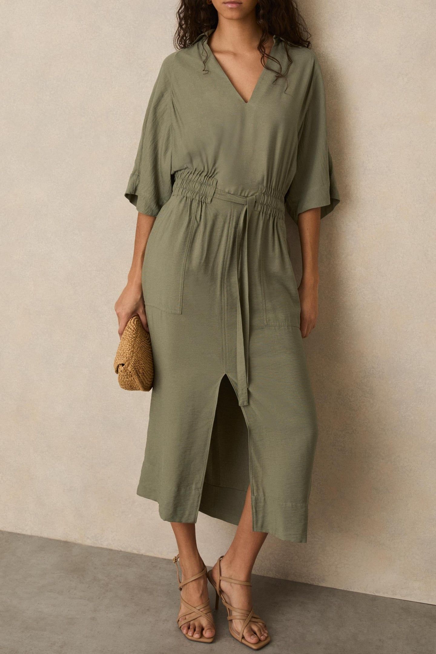 SLEEVED SHIRT DRESS KHAKI 1