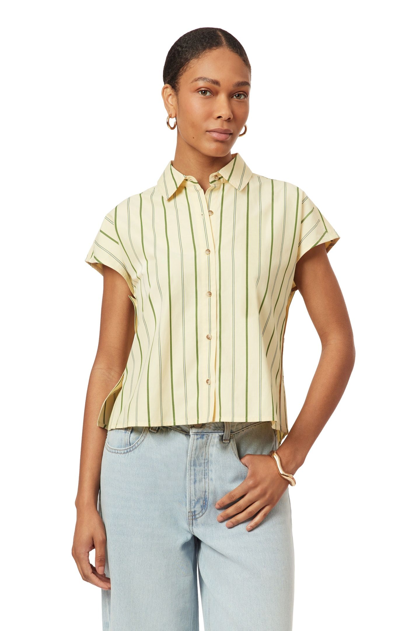 DOLMAN SLEEVE SHIRT CHINO GREEN MULTI PINSTRIPE 3