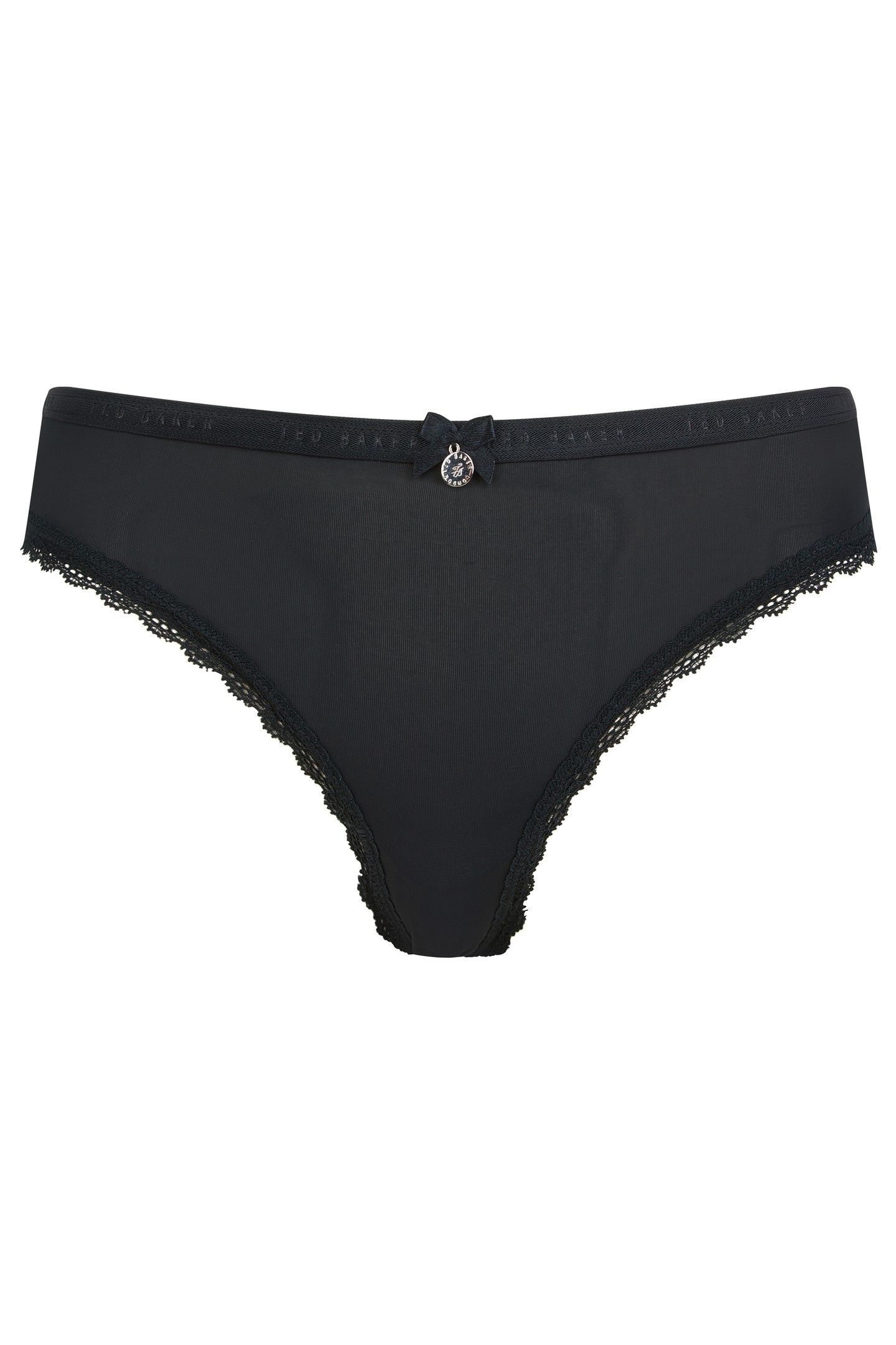 ZARIA 3PK SOLID BRIEF WITH LACE TRIM JET BLACK/EGRET/AZALEA 3