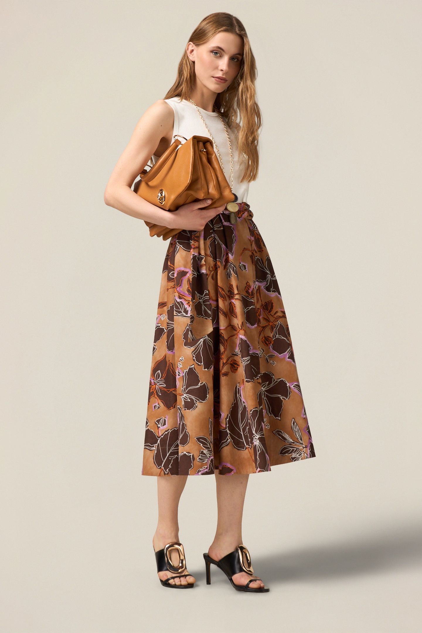 FLARE DRESS COMBINED WITH SASH BROWN 3