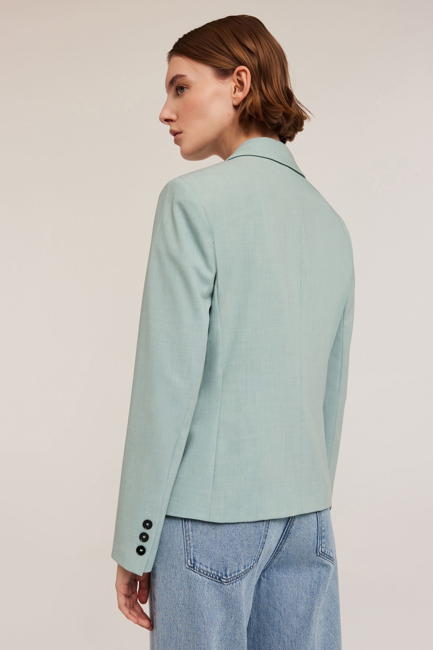 POLYVISCOSE DOUBLE-BREASTED JACKET WATER GREEN 2