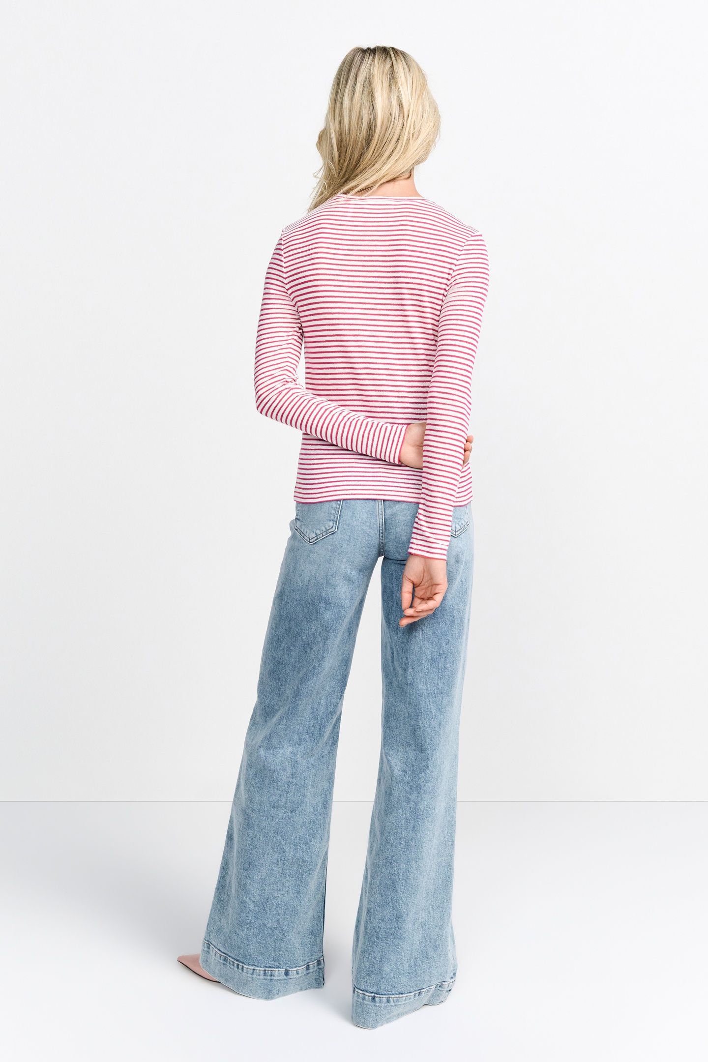 SPARKLE STRIPED LONGSLEEVE ORGANIC RASPBERRY PINK 2