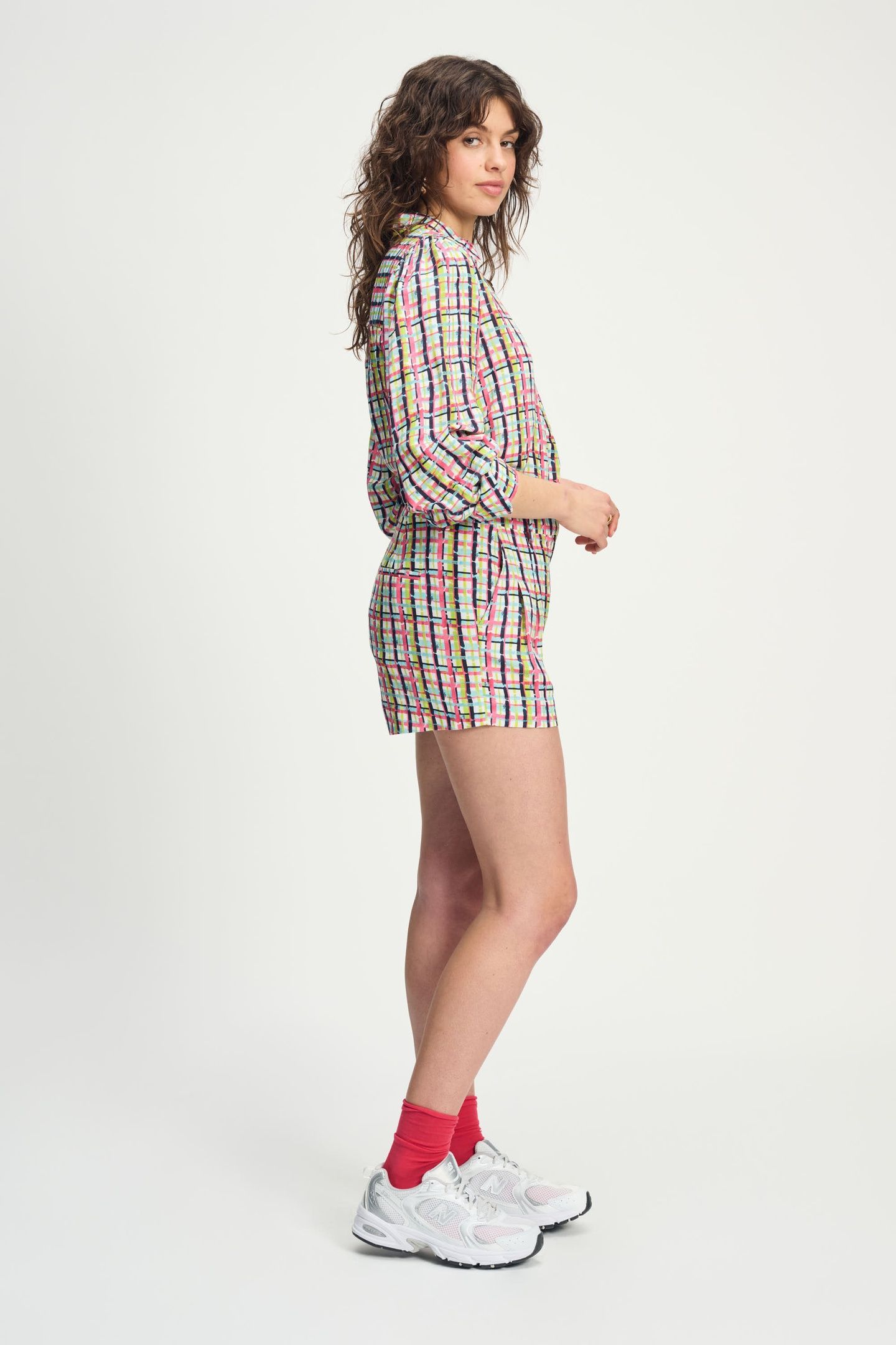 SHORTS - BRUSHWORK CHECK LINEN 4