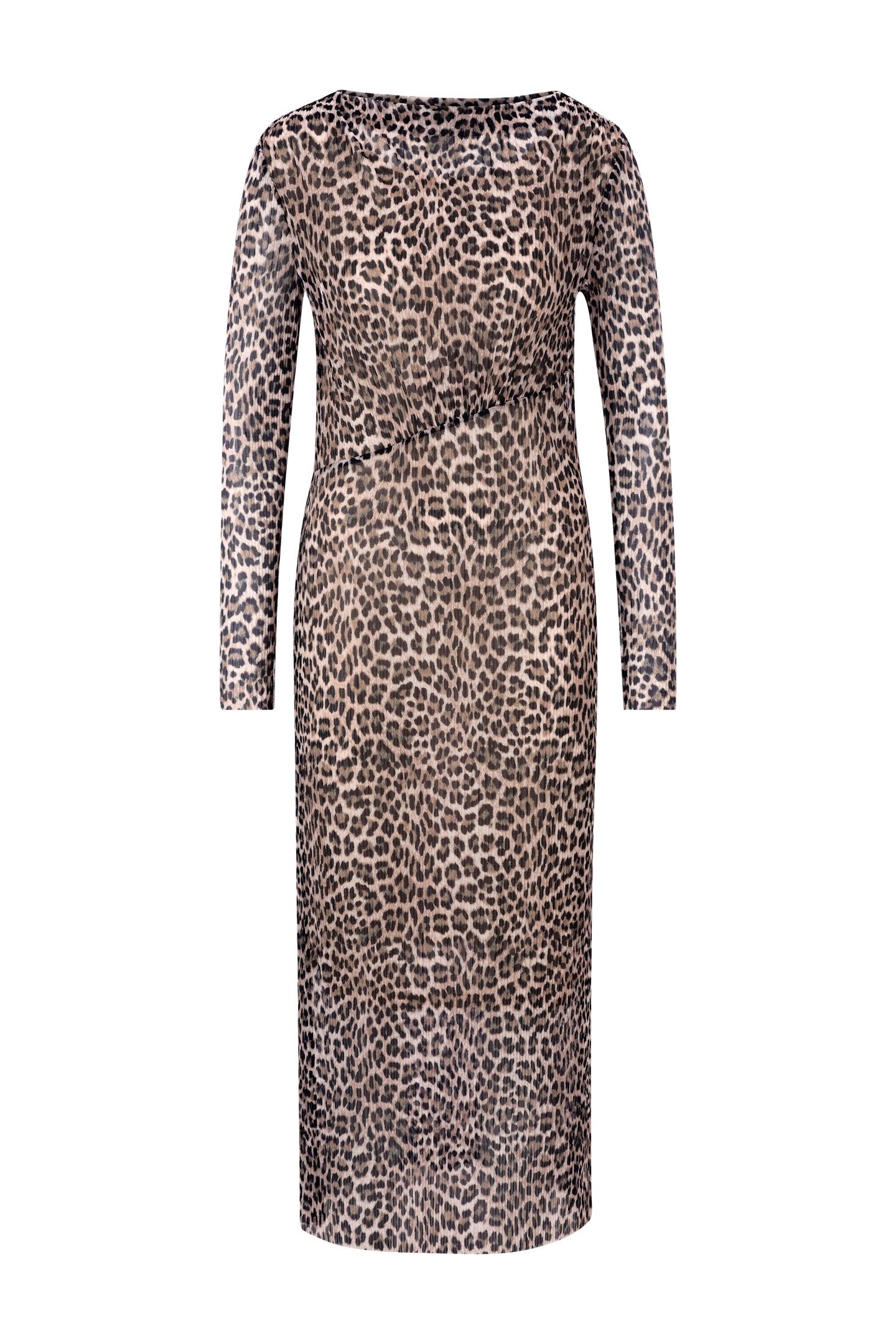 PLISSEE MESH DRESS RECYCLED CAFFEE LATTE 4