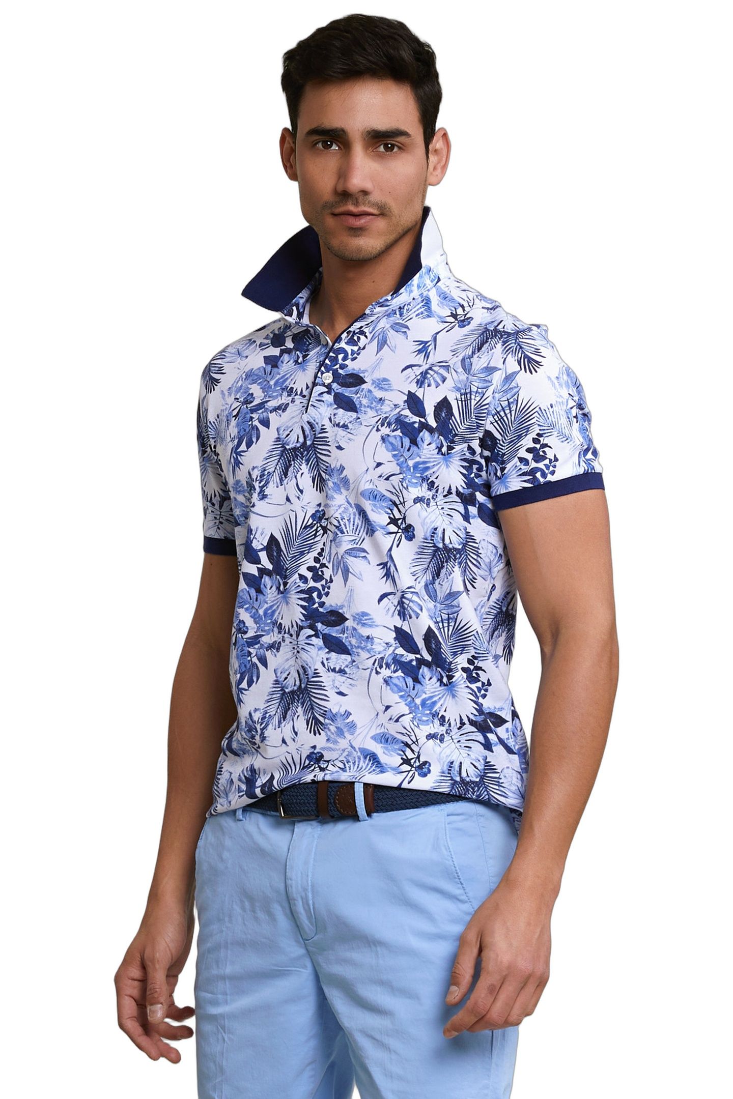 CUSTOM FIT FLORAL COTTON POLO OFF WHITE 1