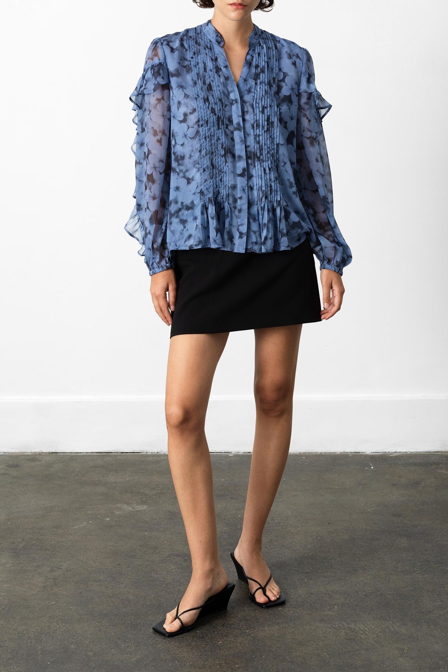 ANITA HALLIE CRINKLE SHIRT BLUE MULTI SLATE 1