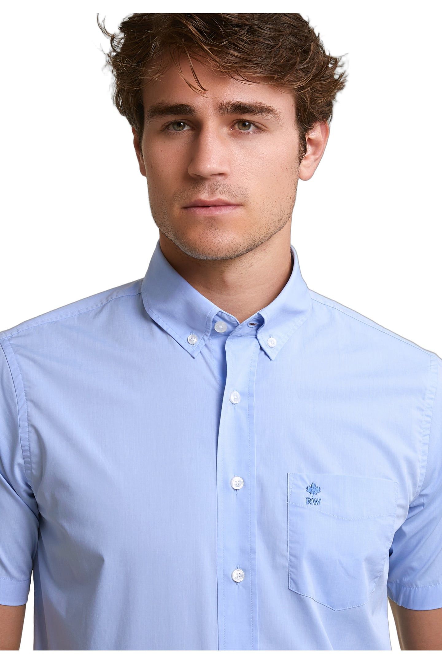 CUSTOM FIT UNI COMFORT STRETCH SHIRT SHORT SLEEVES BLUE 2