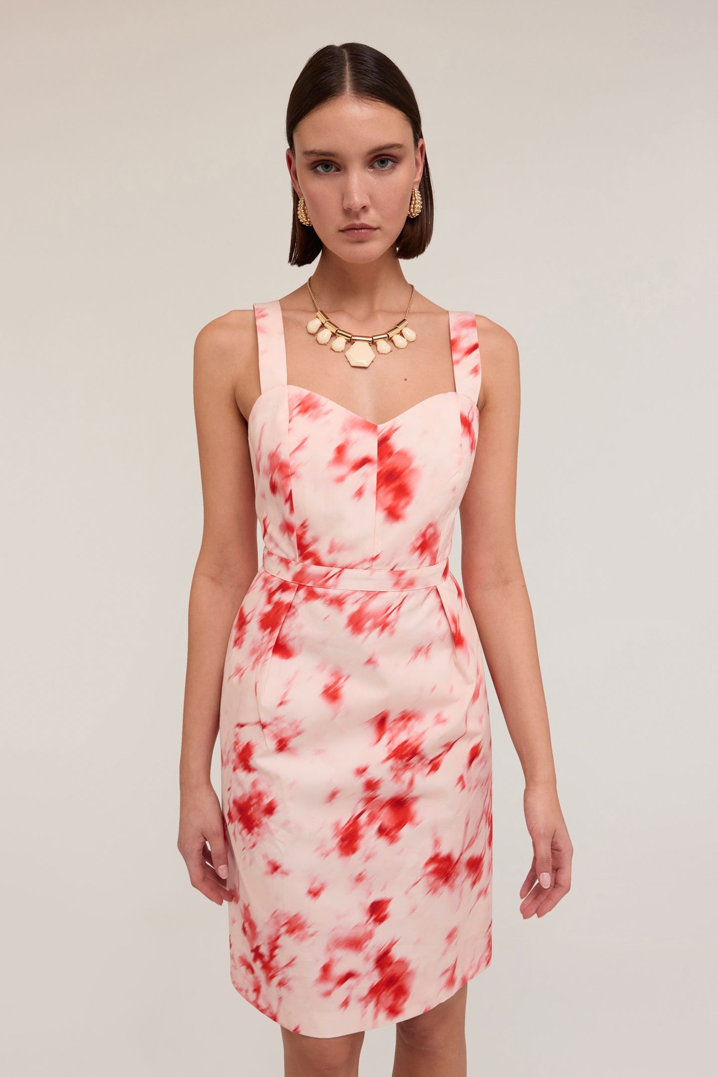 CHINÈ PATTERN BUSTIER DRESS RED 1