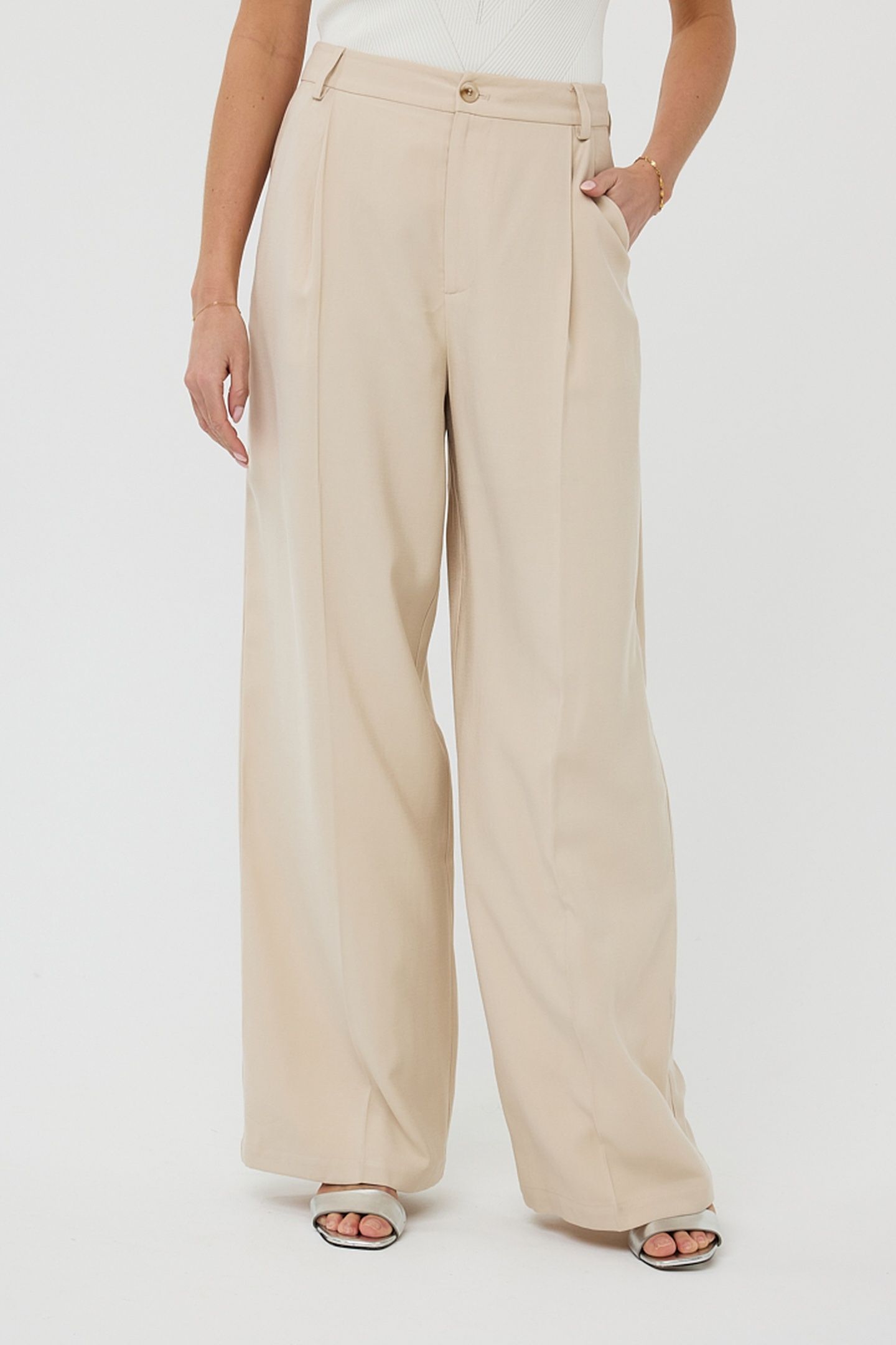 TROUSERS WB PLEAT LIGHT SAND 2