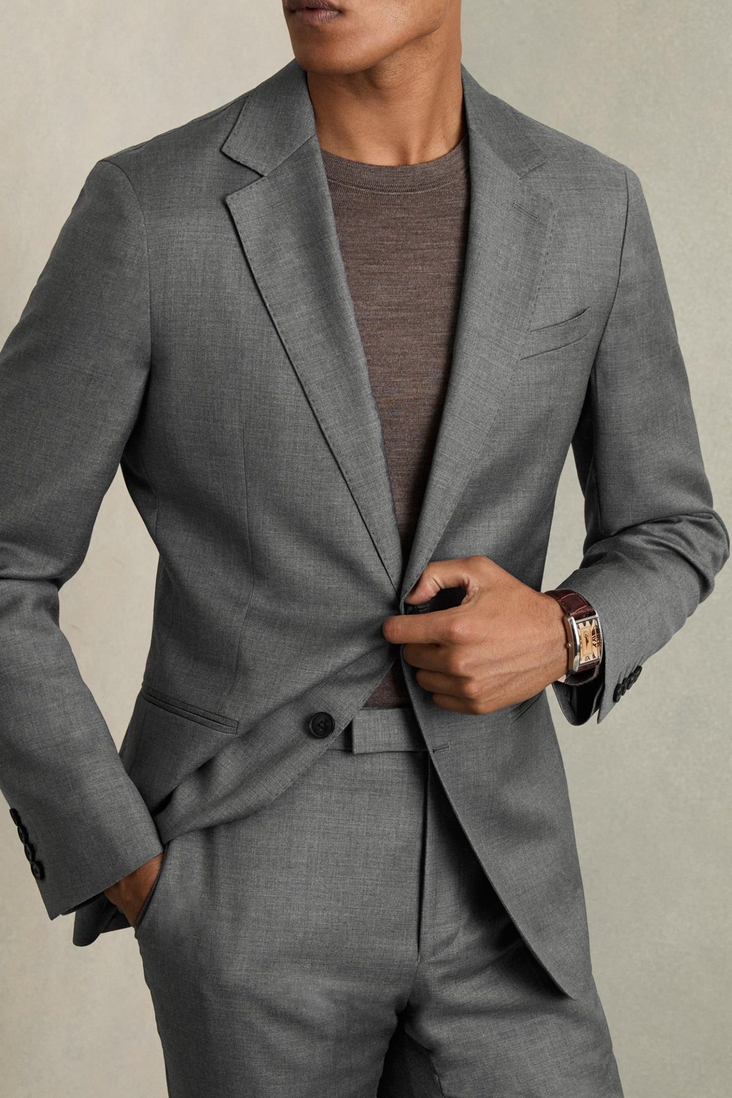 SB 2B NOTCH PLAIN WEAVE BLAZER. GREY 8