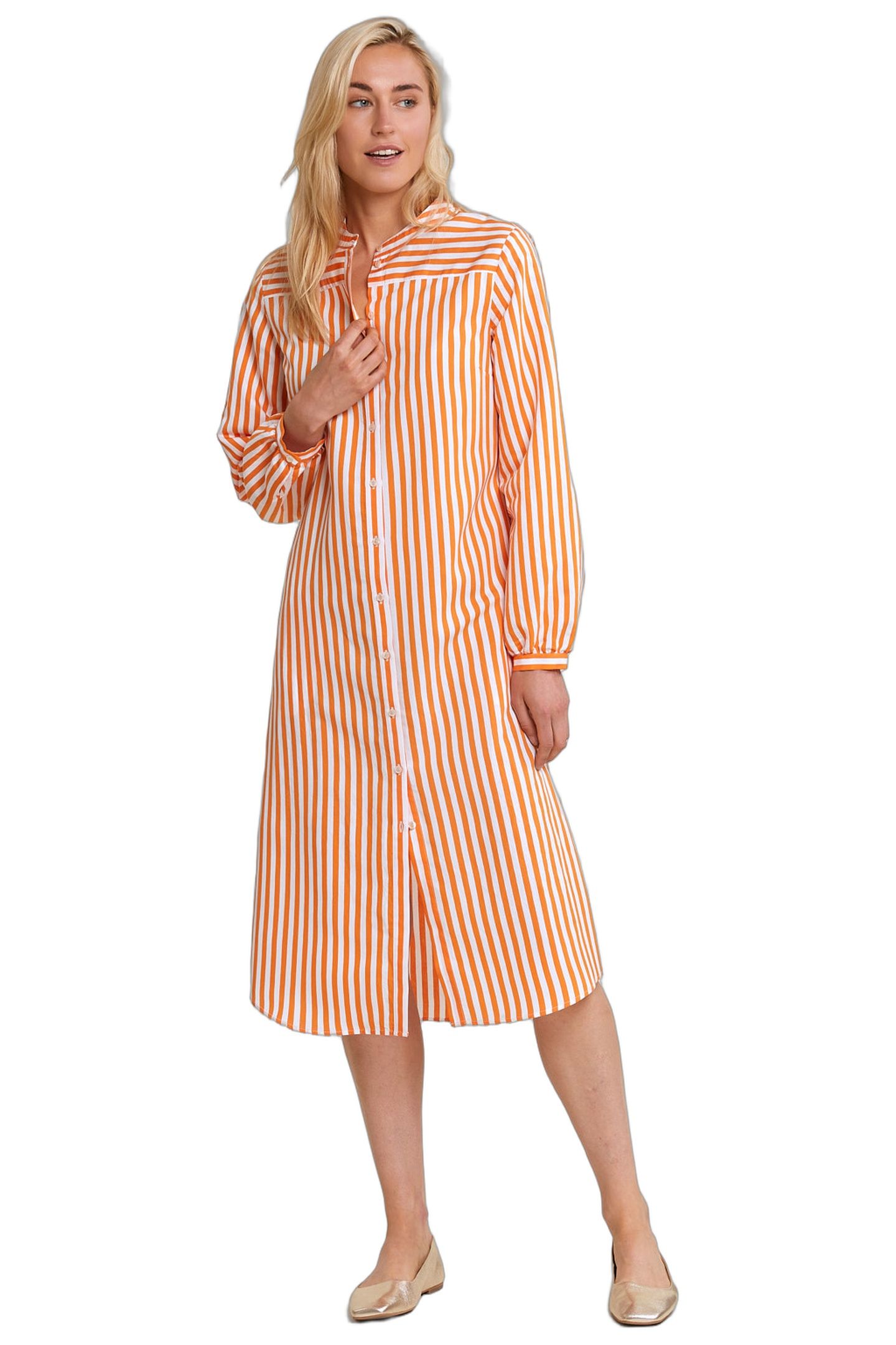 ORANGE/WHITE STRIPED LOOSE DRESS 1