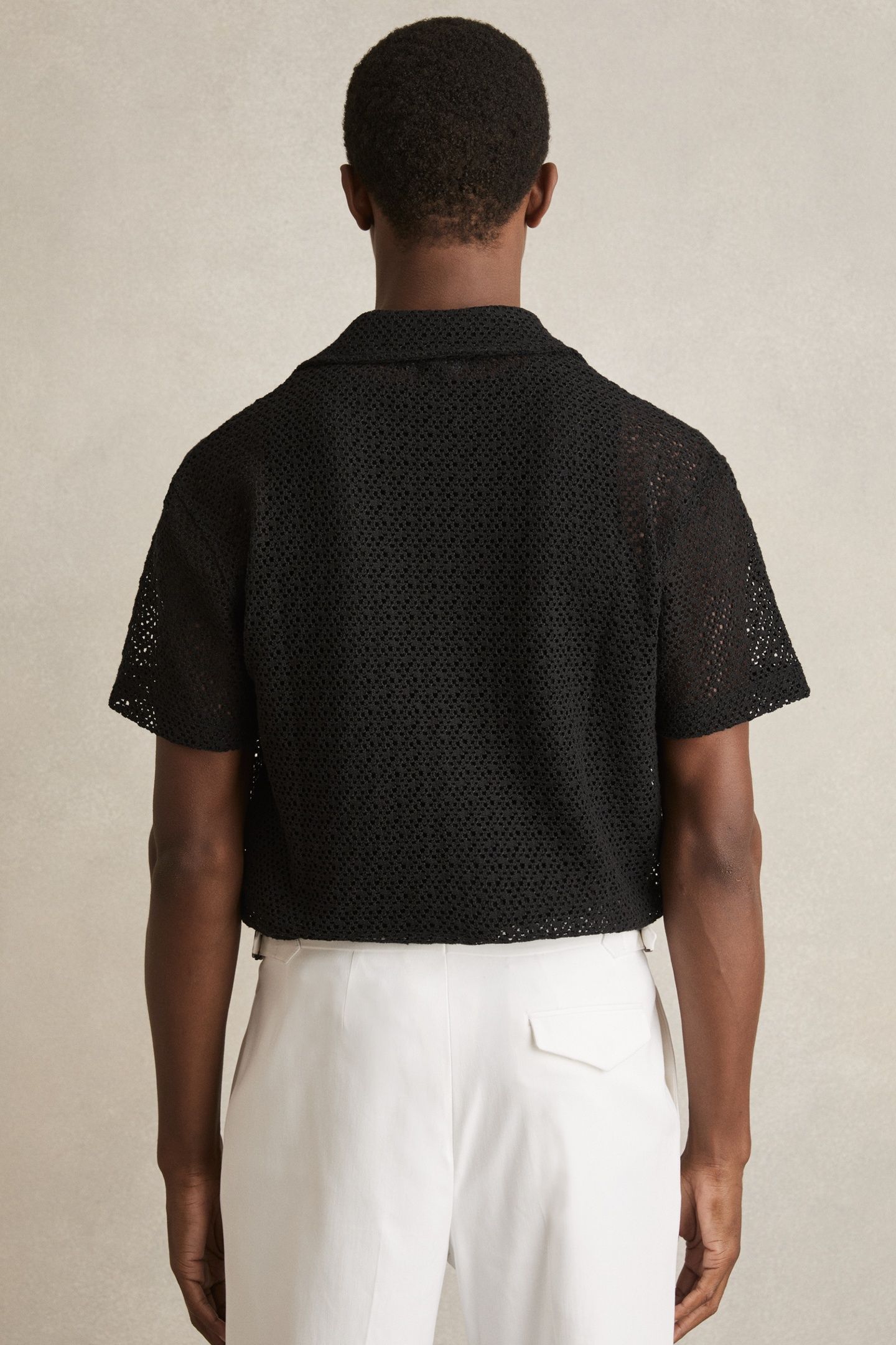 SS GEO CROCHET CUBAN SHIRT BLACK 2