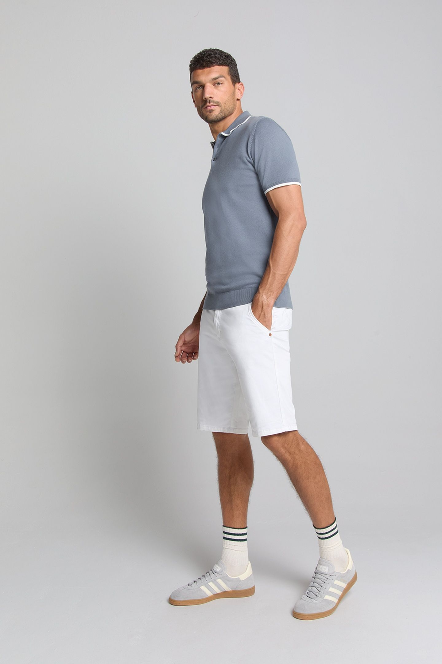 SHORT CHINO GARMENT DYED TWILL STRETCH WHITE 3