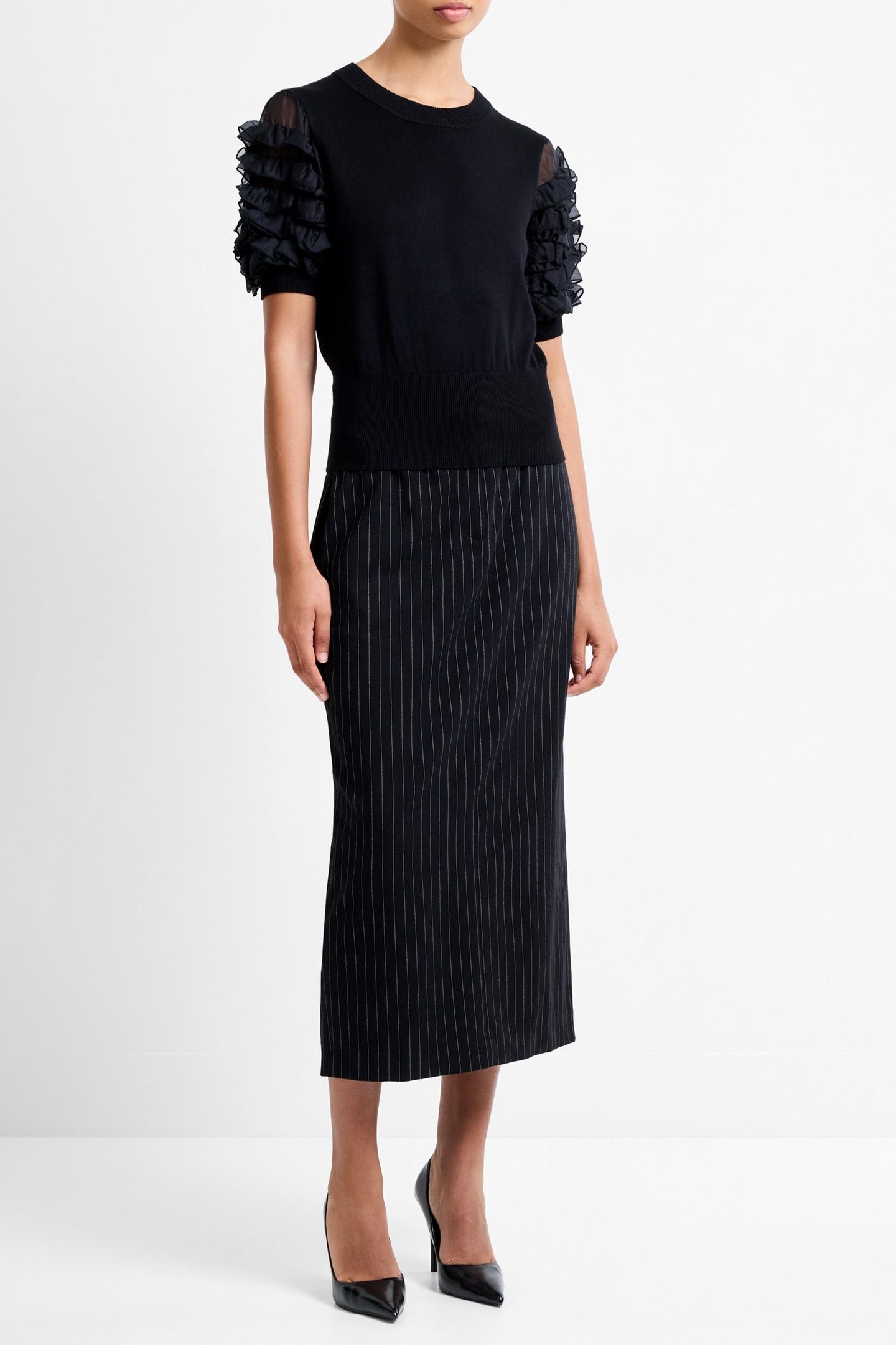 KRISTA MIX STACKED RUFFLE TOP BLACKOUT 1