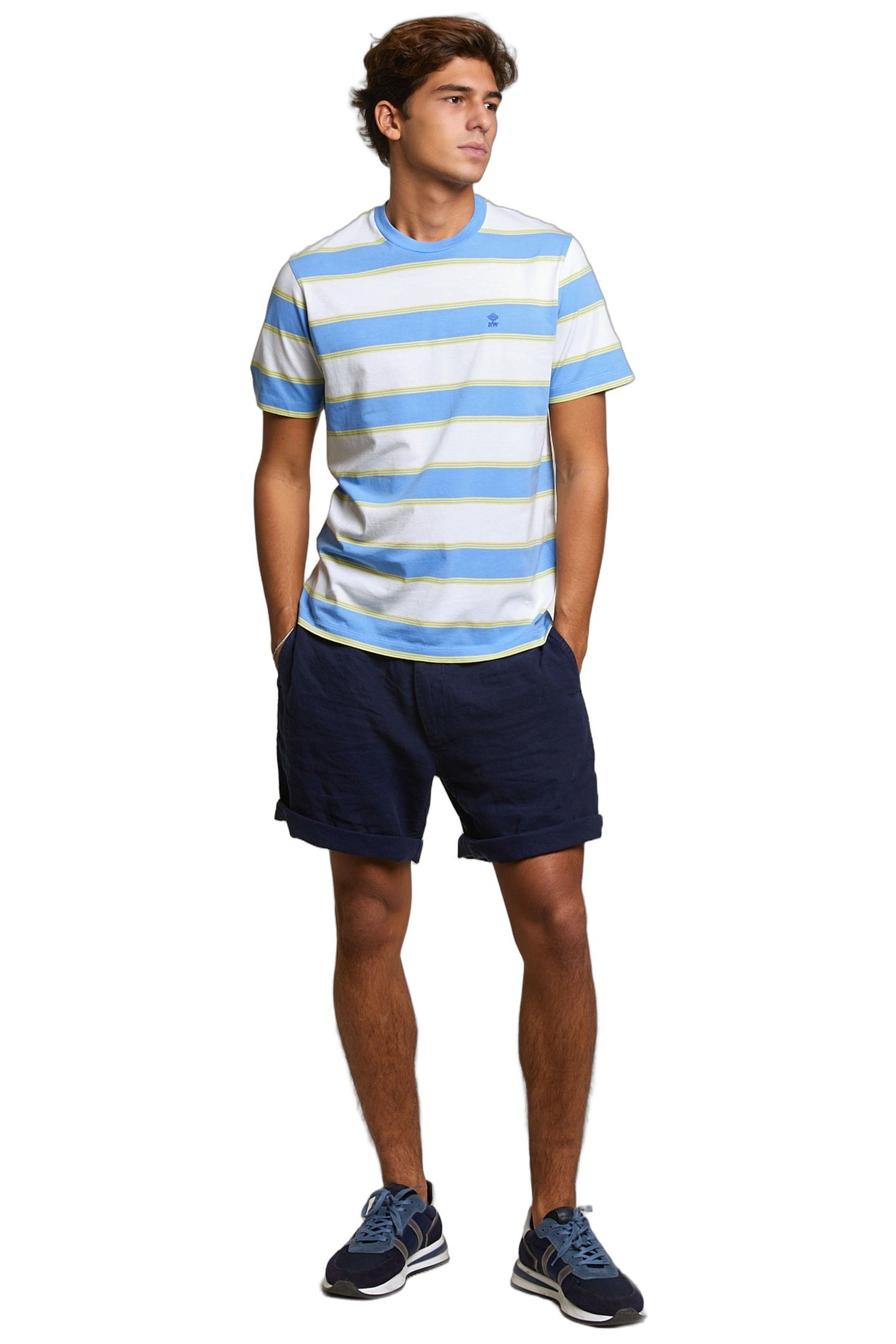 CUSTOM FIT STRIPED T-SHIRT CARIBBEAN BLUE 2