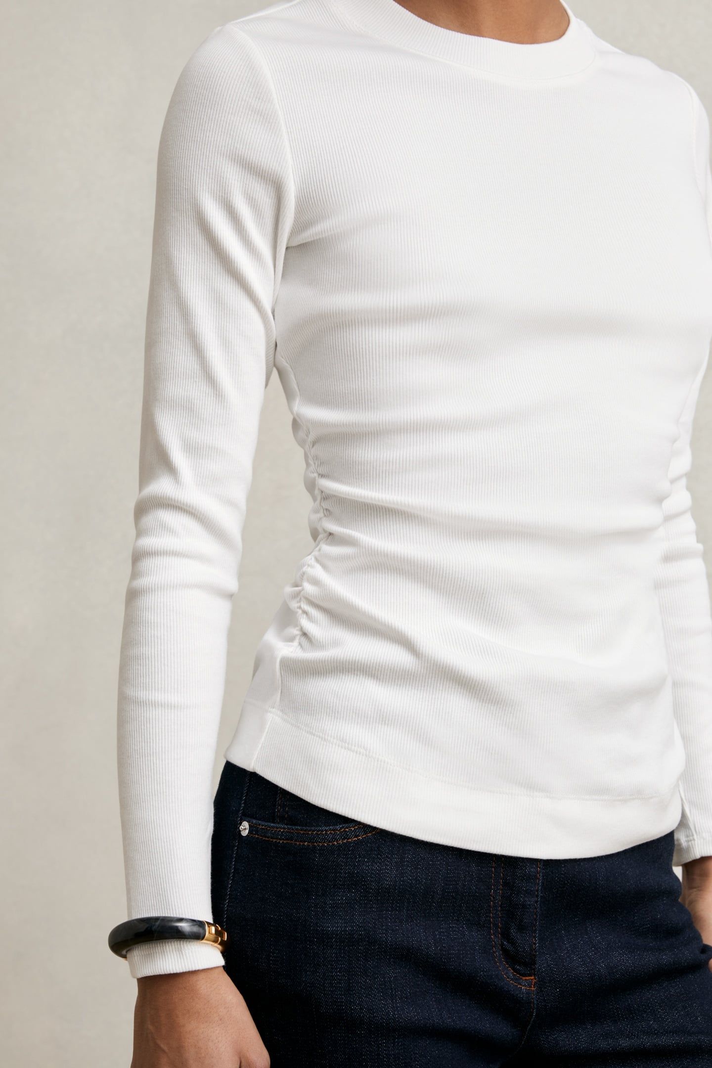 RIBBED LONG SLEEVE T-SHIRT WHITE 5