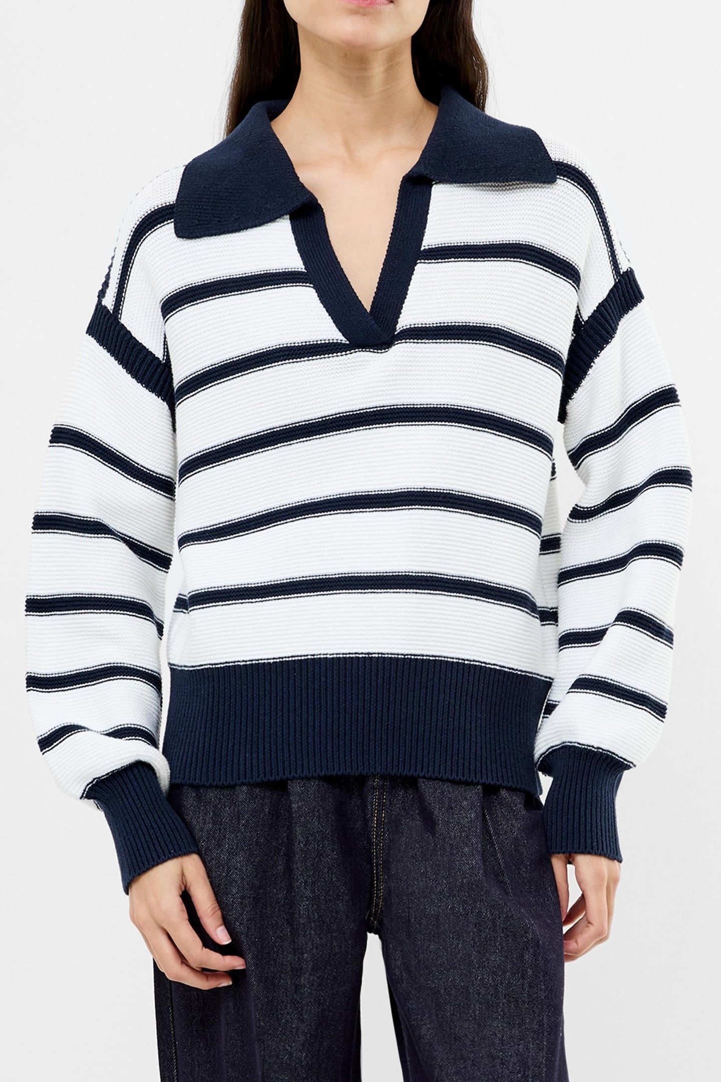 LILY MOZART STRIPED POLO JUMPE NAVY WINTER WHITE 2