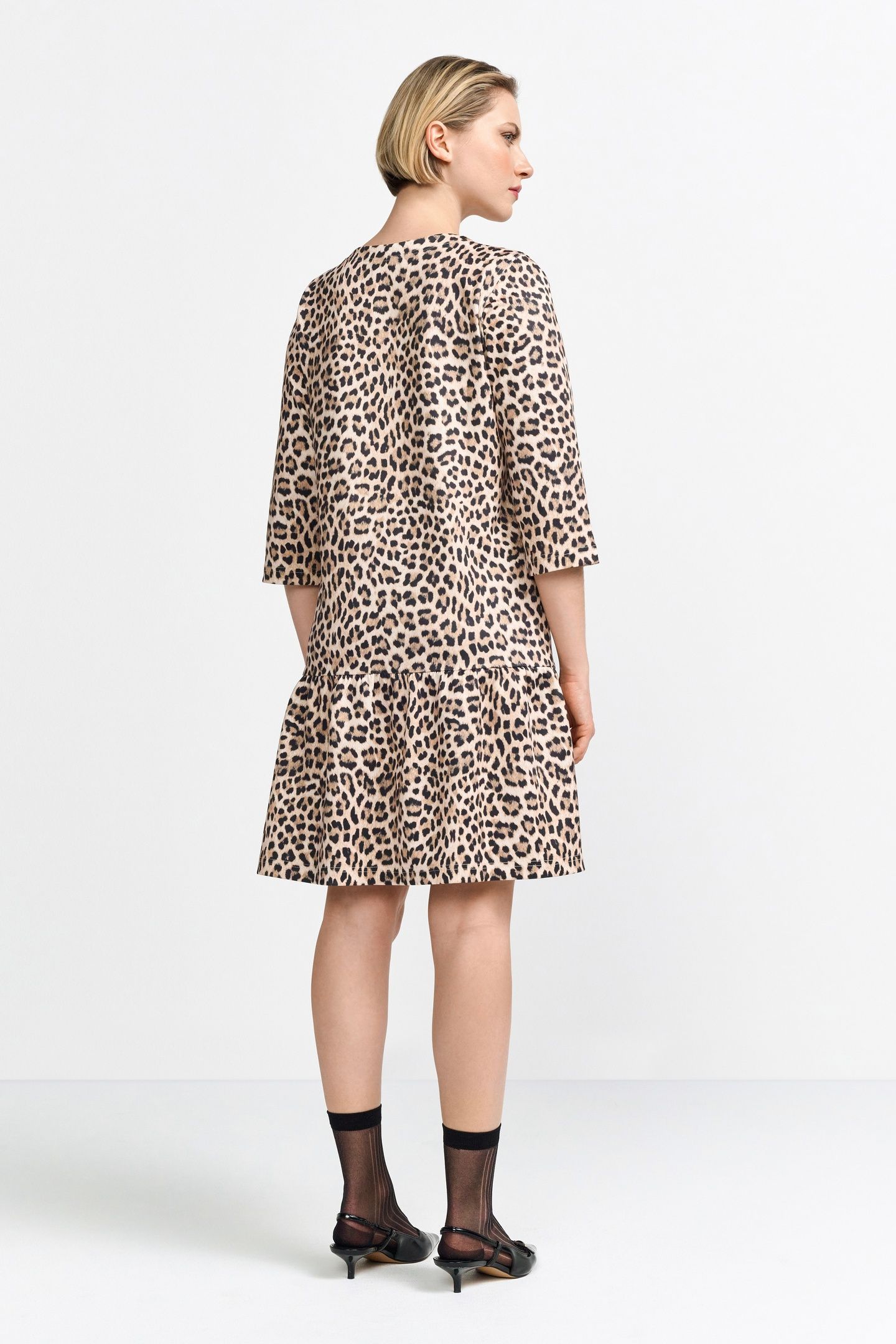 PRINTED SCUBA MINI DRESS RECYCLED CAFFEE LATTE 5