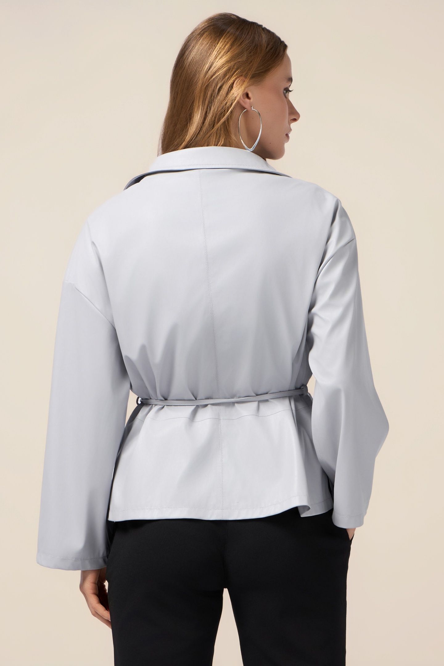 UNLINED JACKET IN COATED FABRIC GREY 2