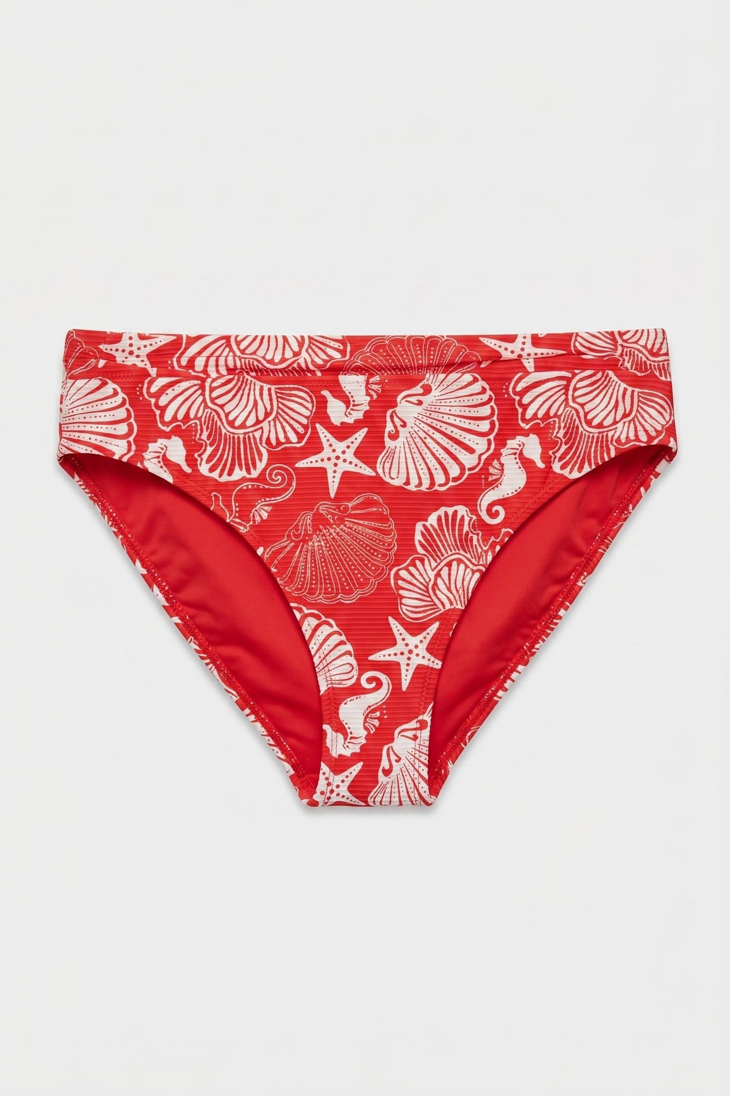 HIGH WAIST BIKINI BOTTOM BEACH DAY RED HIBISCUS BEACH DAY 2