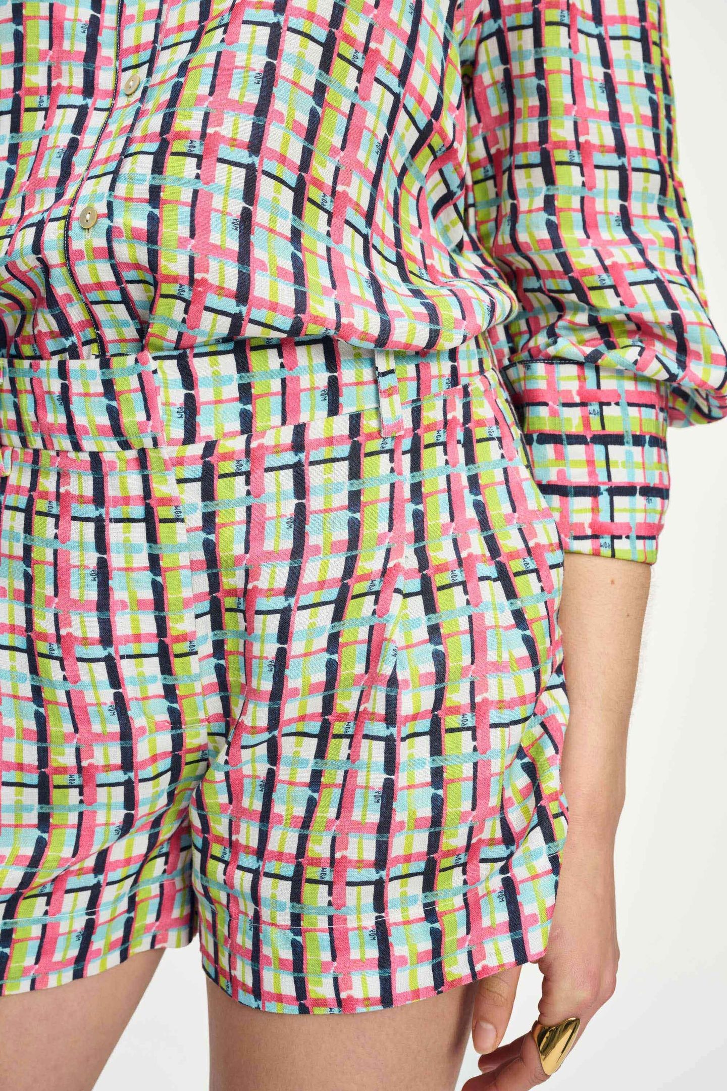 SHORTS - BRUSHWORK CHECK LINEN 6