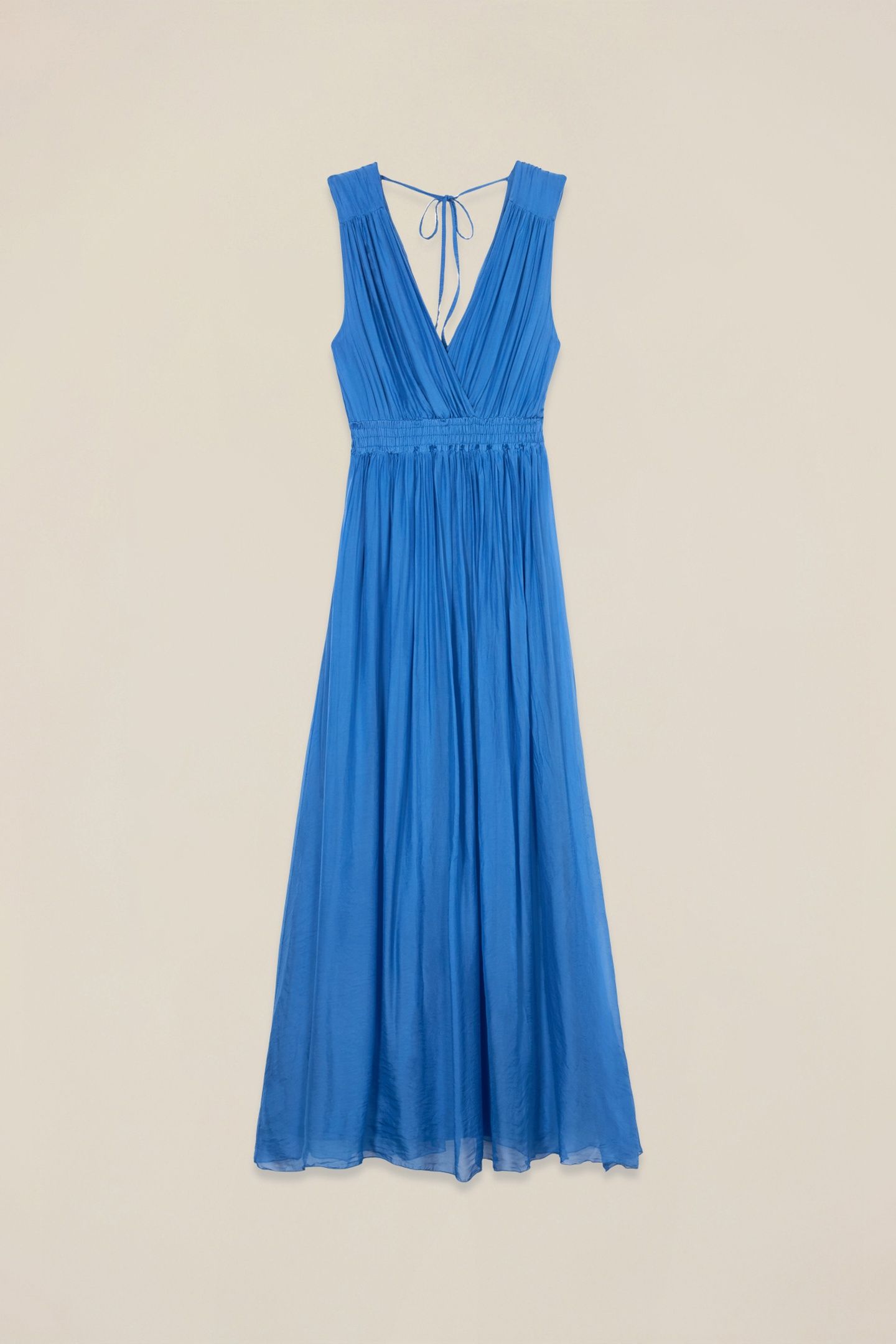 LONG SILK BLEND DRESS BRIGHT BLUE 3