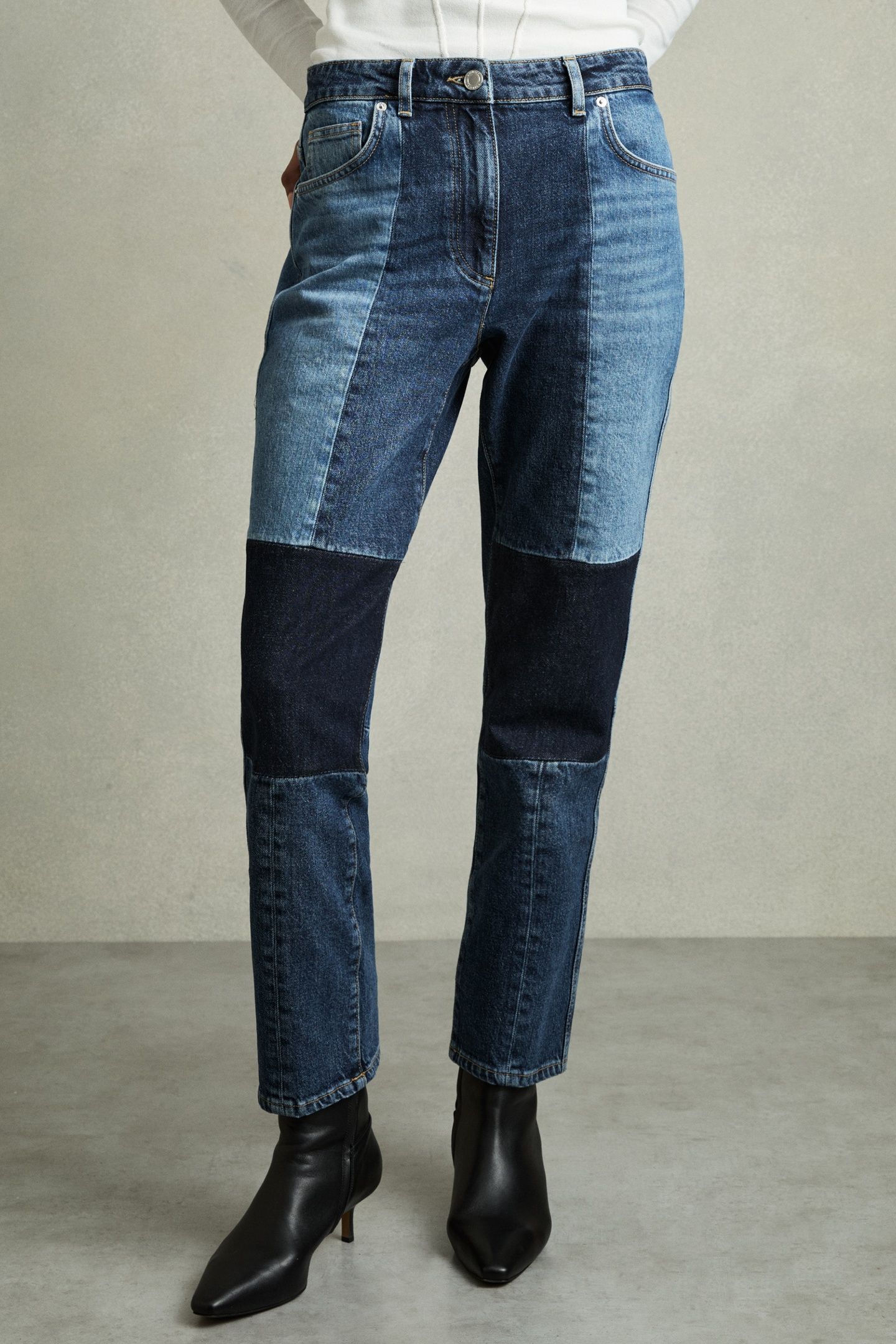 PATCH STRAIGHT LEG JEAN MID BLUE 2