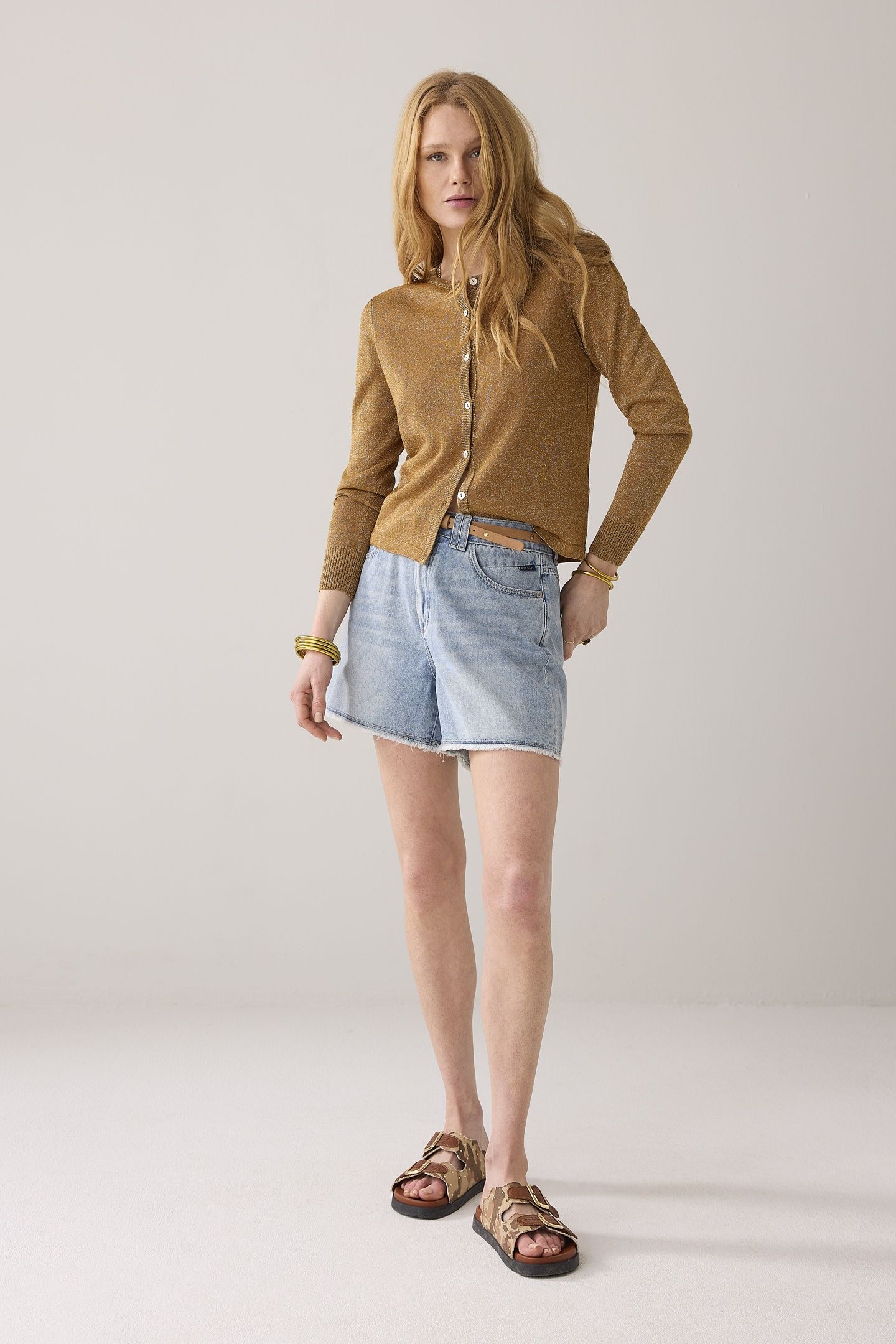CARDIGAN LUREX KNIT PEANUT 1