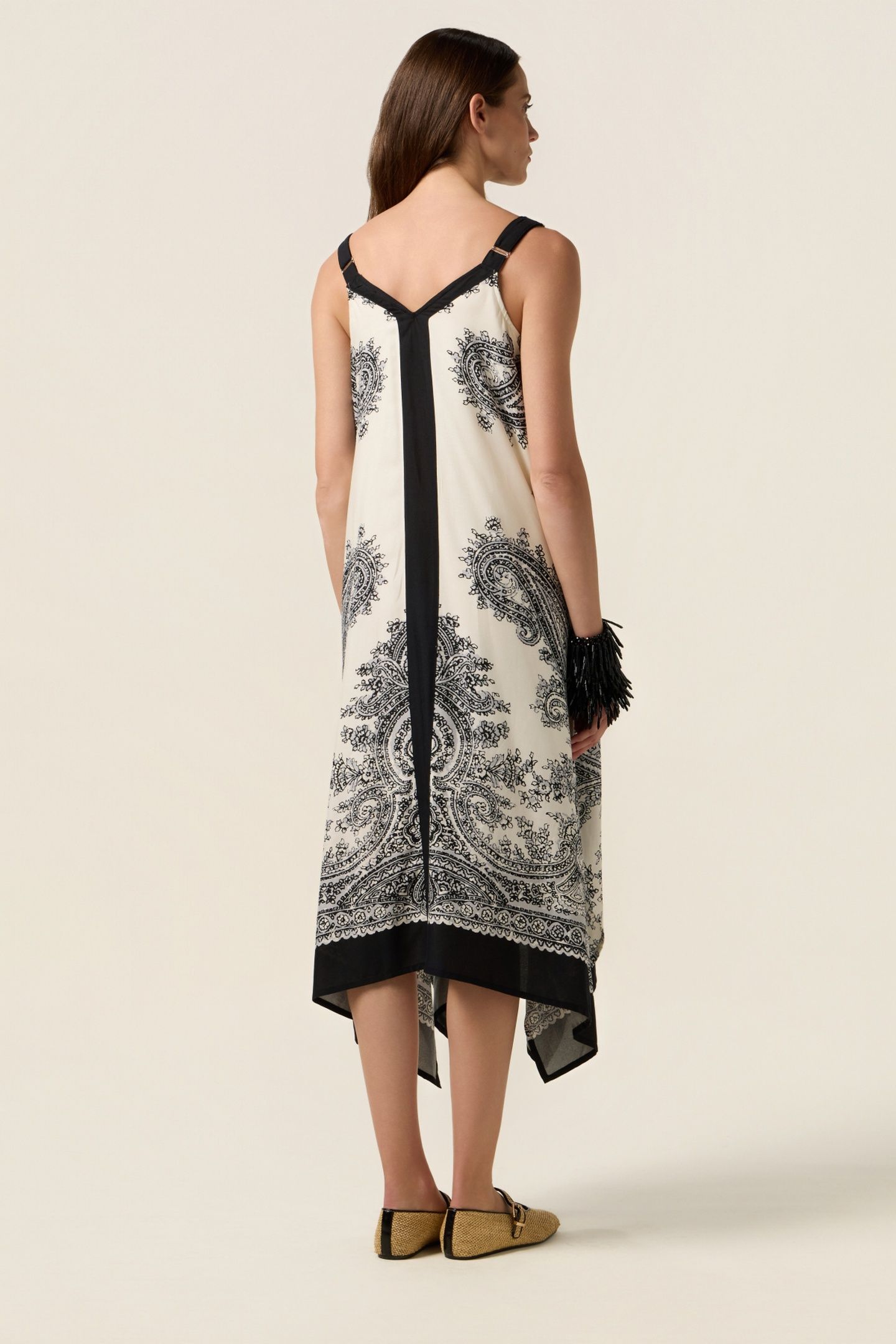 PATTERNED VISCOSE DRESS BLACK 2