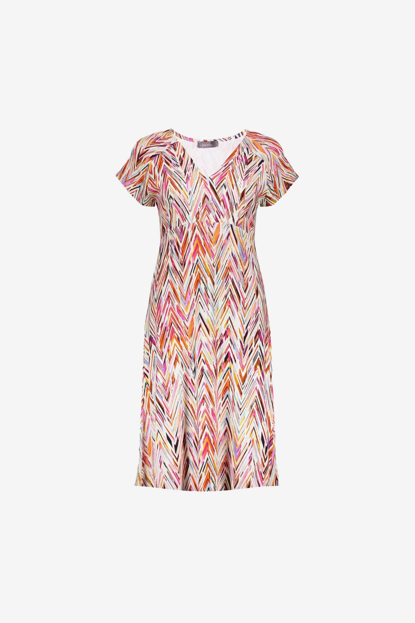 DRESS V-NECK SHORT AOP RED/PURPLE 1