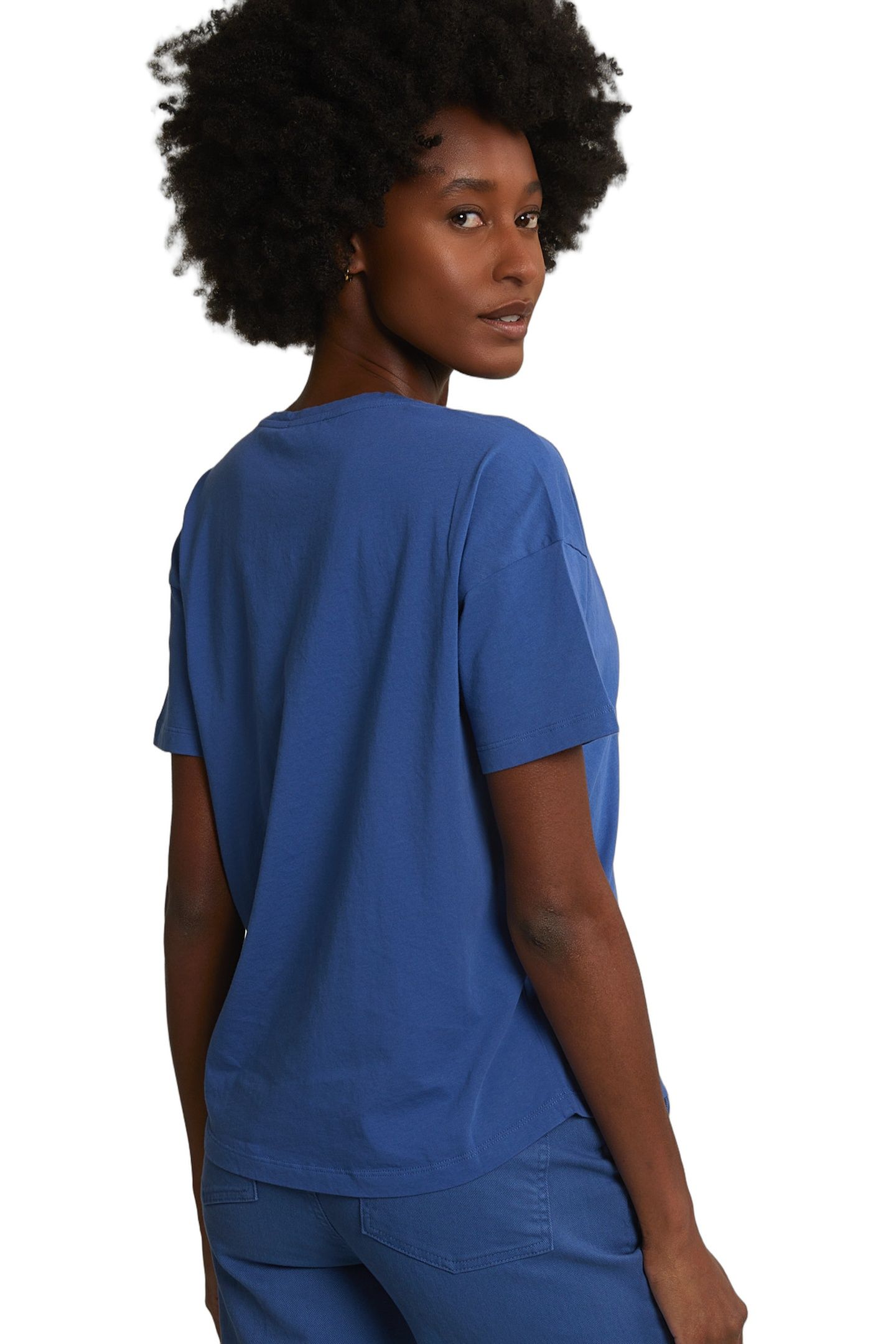 BLUE BASIC V-NECK T-SHIRT SHORT SLEEVES 4