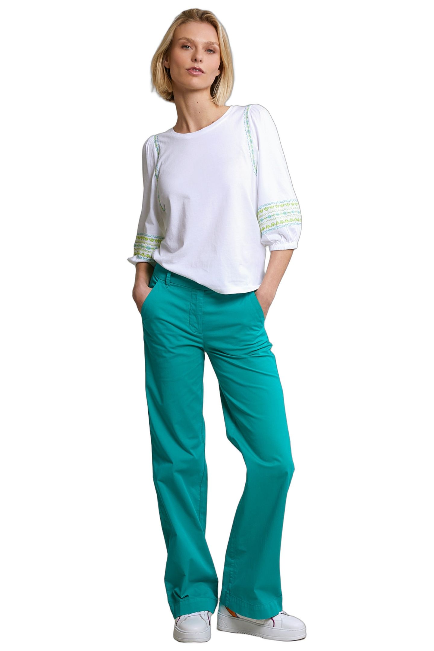 EMERALD GREEN STRAIGHT STRETCH PANTS 2