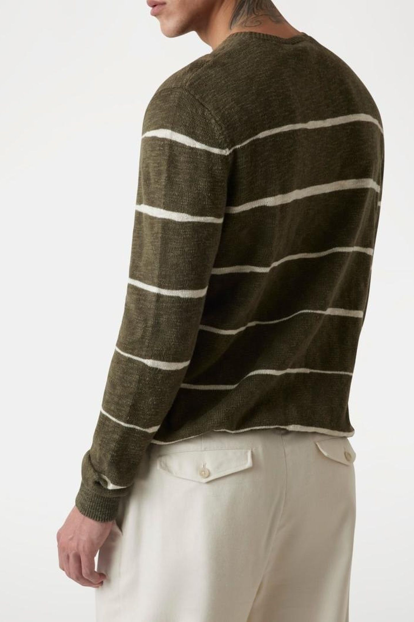 GUESS ECO GRIER CN LS STRIPED OLIVE QUICKSAND IRRE 5