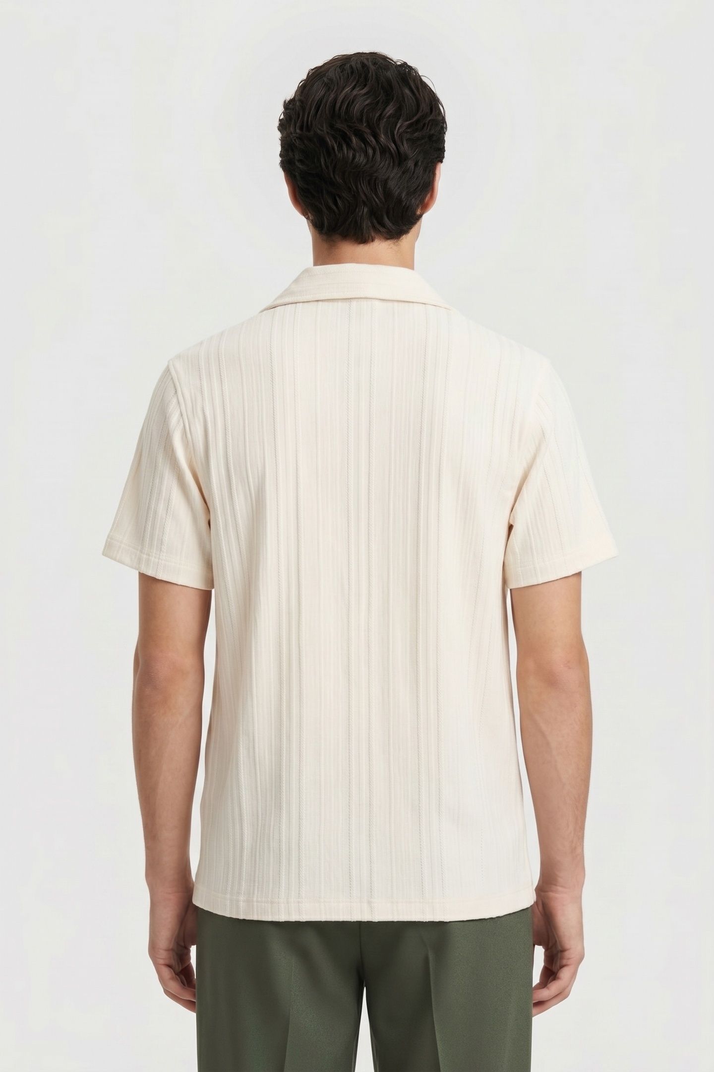 TEXTURED JERSEY CUBAN COLLAR WHITE 2
