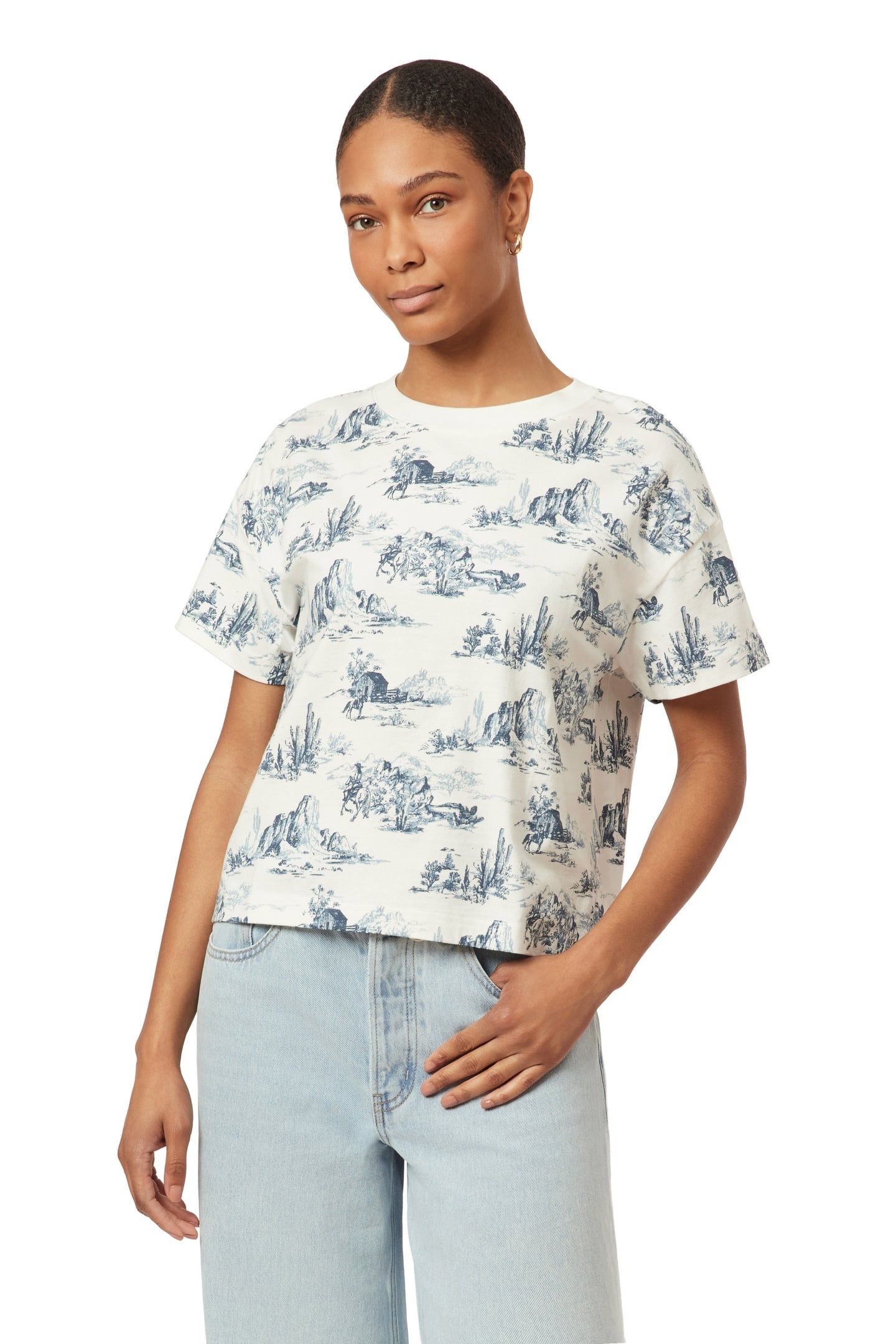 BOXY CROP TEE BLUE TOILE 1