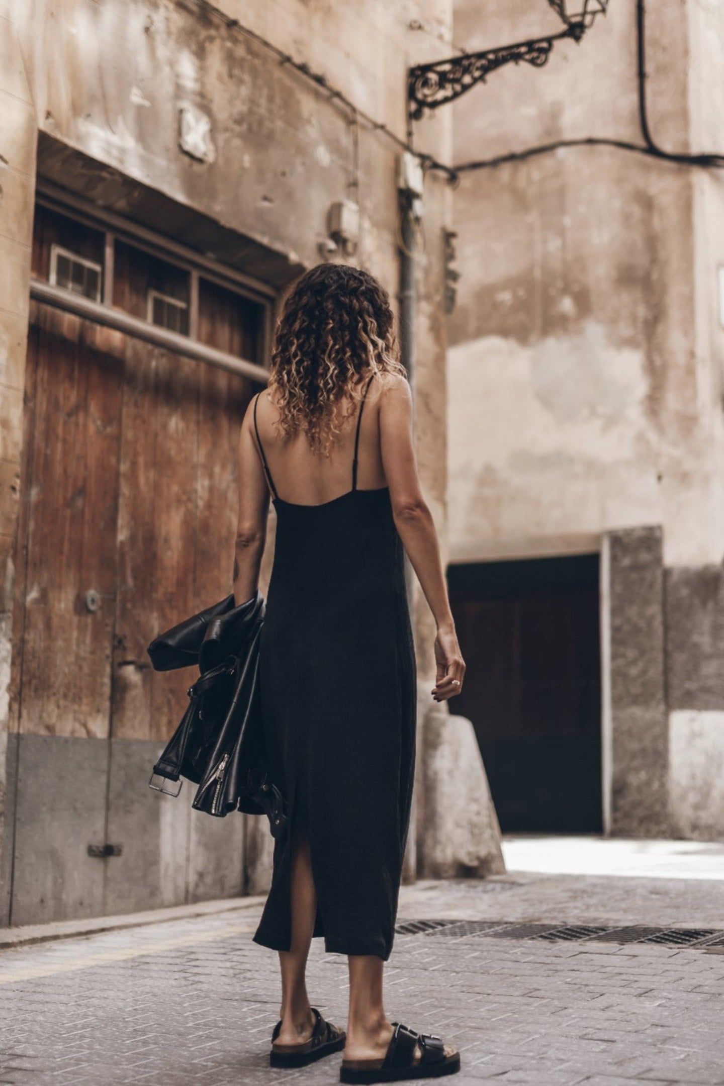THE BLACK LONG LYOCELL SLIP DRESS BLACK 2