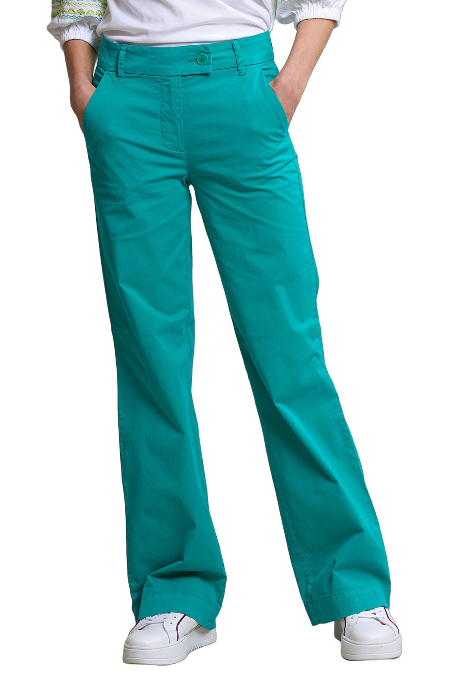 EMERALD GREEN STRAIGHT STRETCH PANTS 1