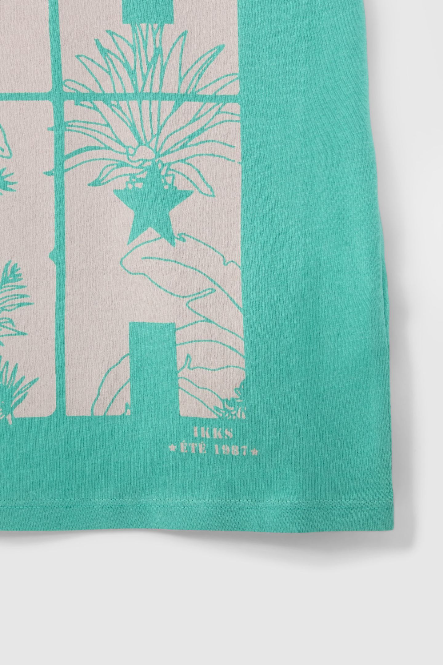 BOYS' GREEN ORGANIC COTTON T-SHIRT, XL JUNGLE LETTERING 4