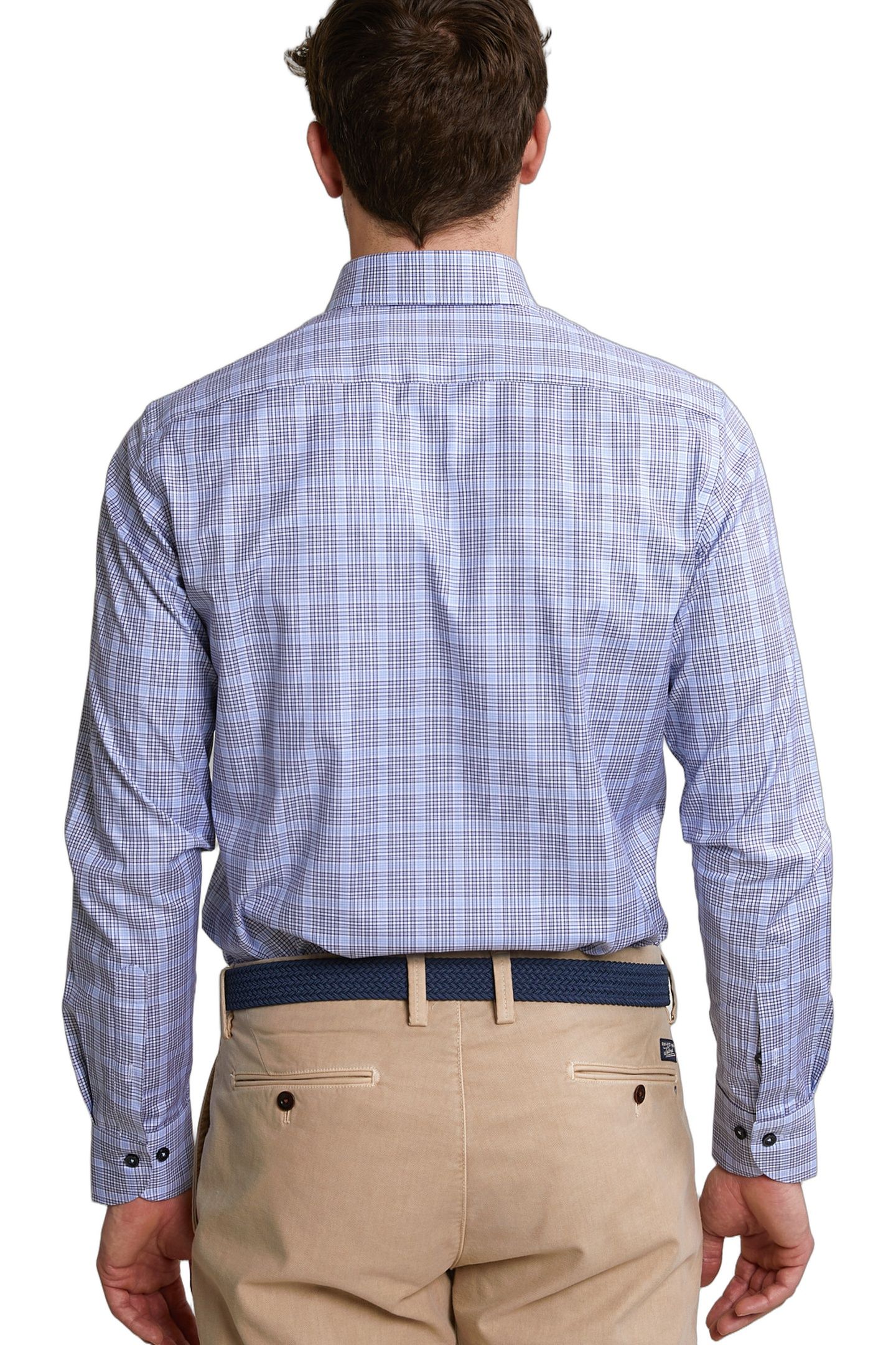 CUSTOM FIT CHECKED SHIRT BLUE 3